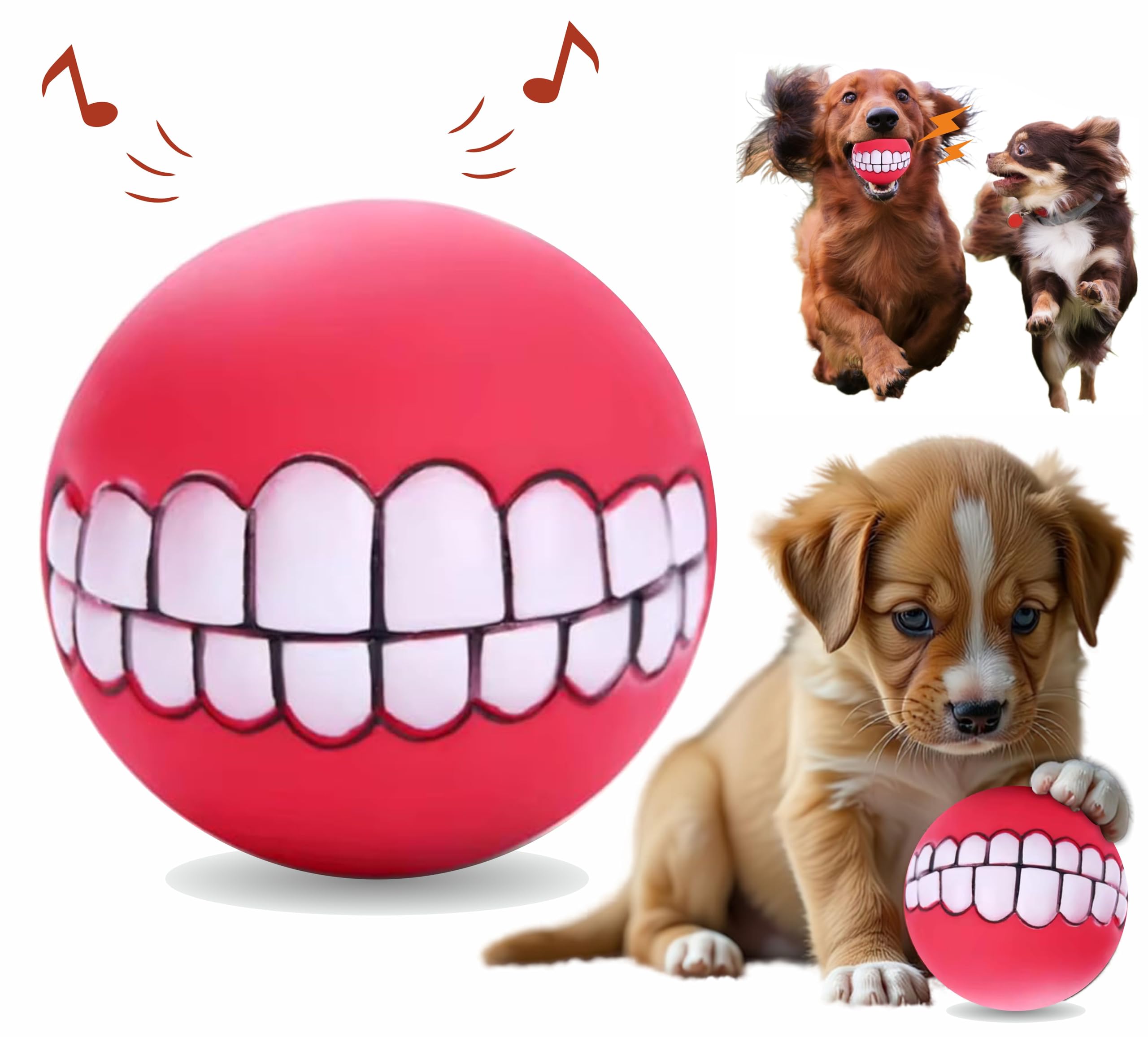 3 4 in Smile Dog Squeaky Ball Relives Anxiety Playing a pet Clean Teeth Good Dental Gum Health