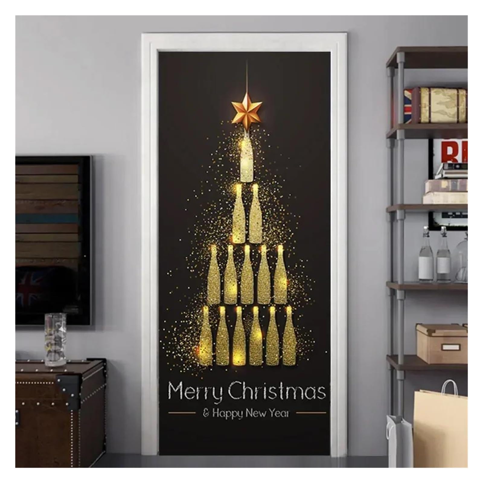 Décoration de maison magique avec l'affiche de papier peint de fête arbre de Noël