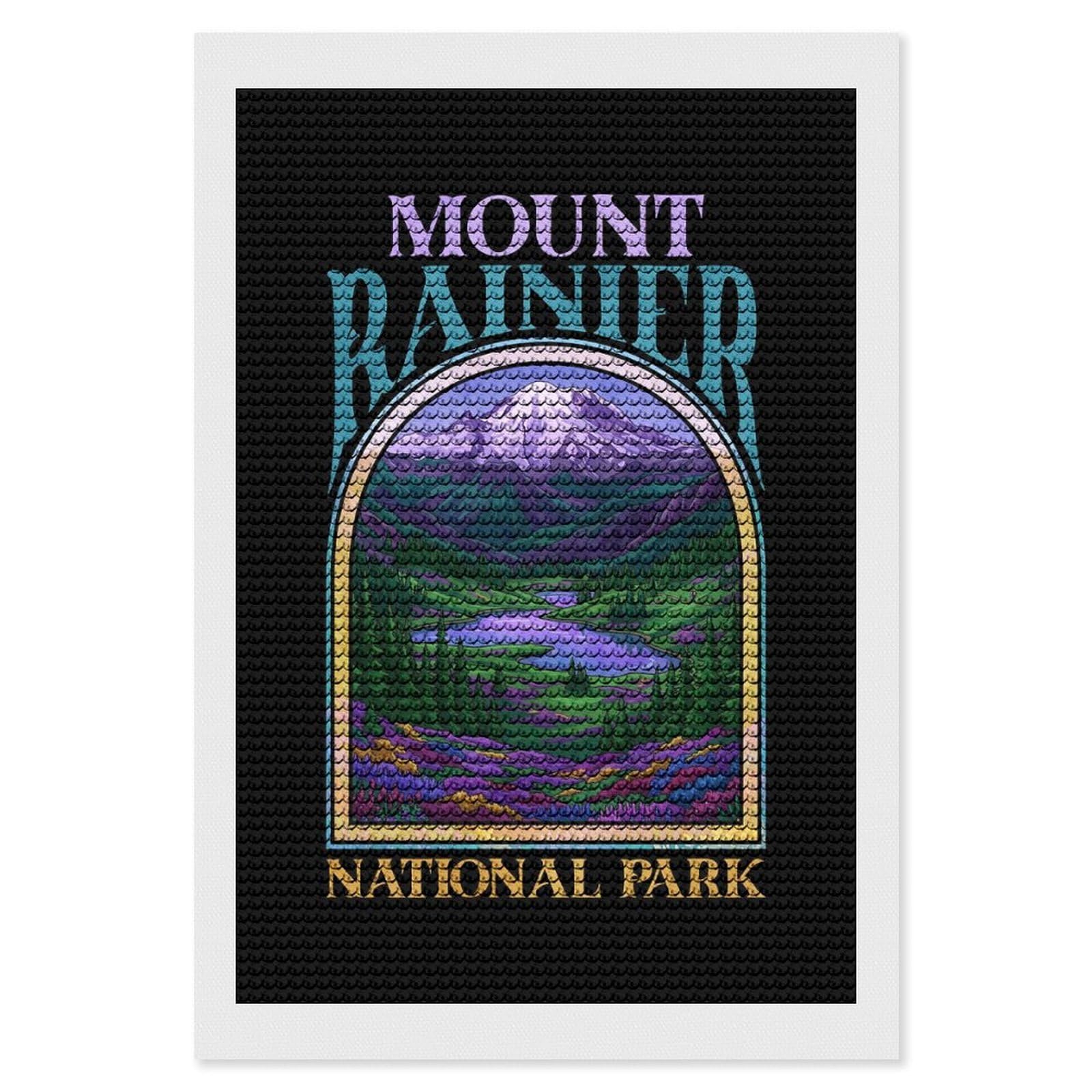 Junmoney Mount Rainier National Park Art Diamond Art Canvas 8"x12", Full Kit Included, Bedroom Decor, for Beginners, Thoughtful Handmade Gift