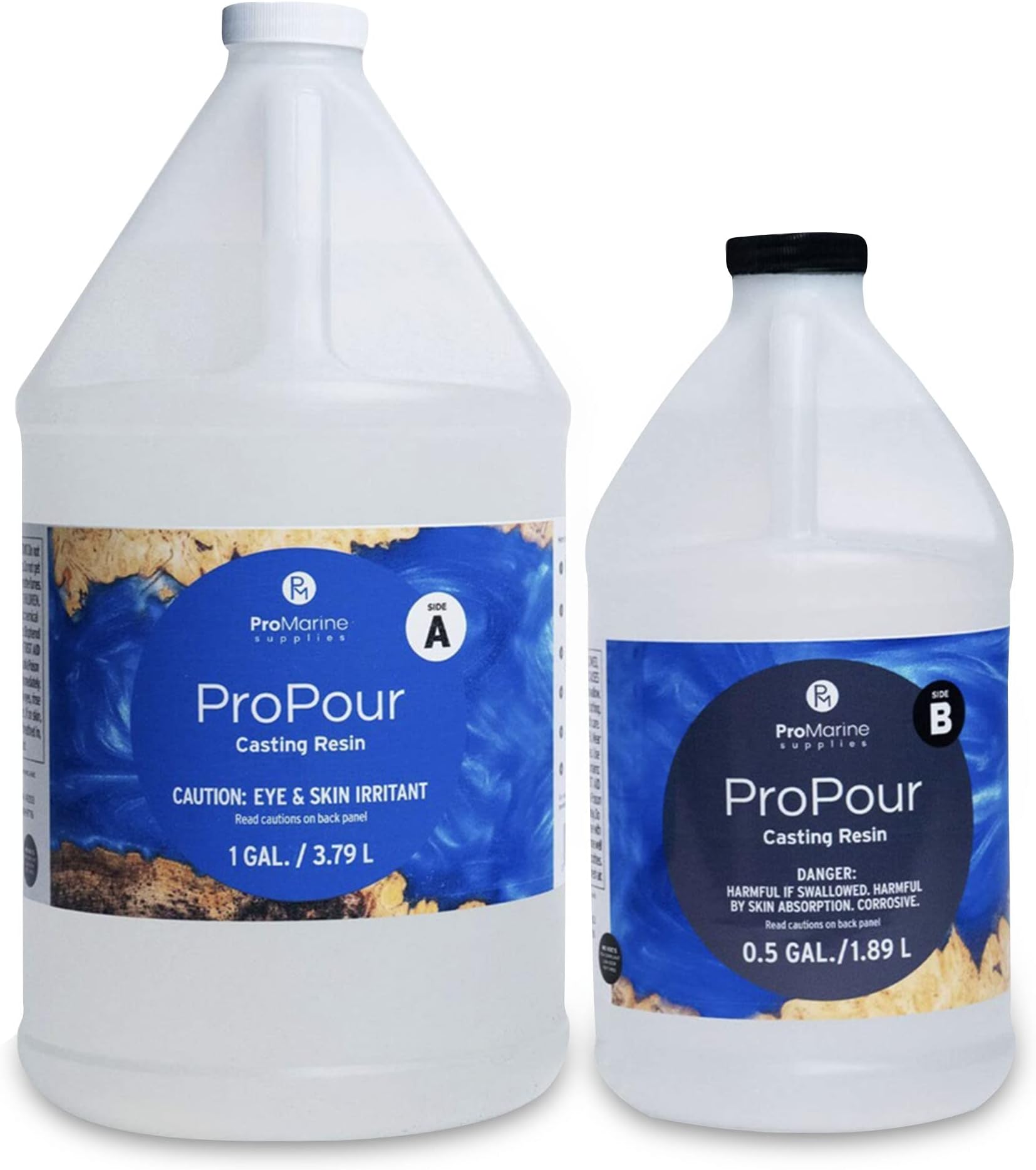 Pro Marine Supplies Pro Pour Casting Resin (1.5-Gal) | Tough Deep Pour Epoxy Resin Kit | Self-Leveling Crystal Clear Resin Epoxy | High-Gloss Resin Supplies for Bar Tops, Countertops, & River Tables