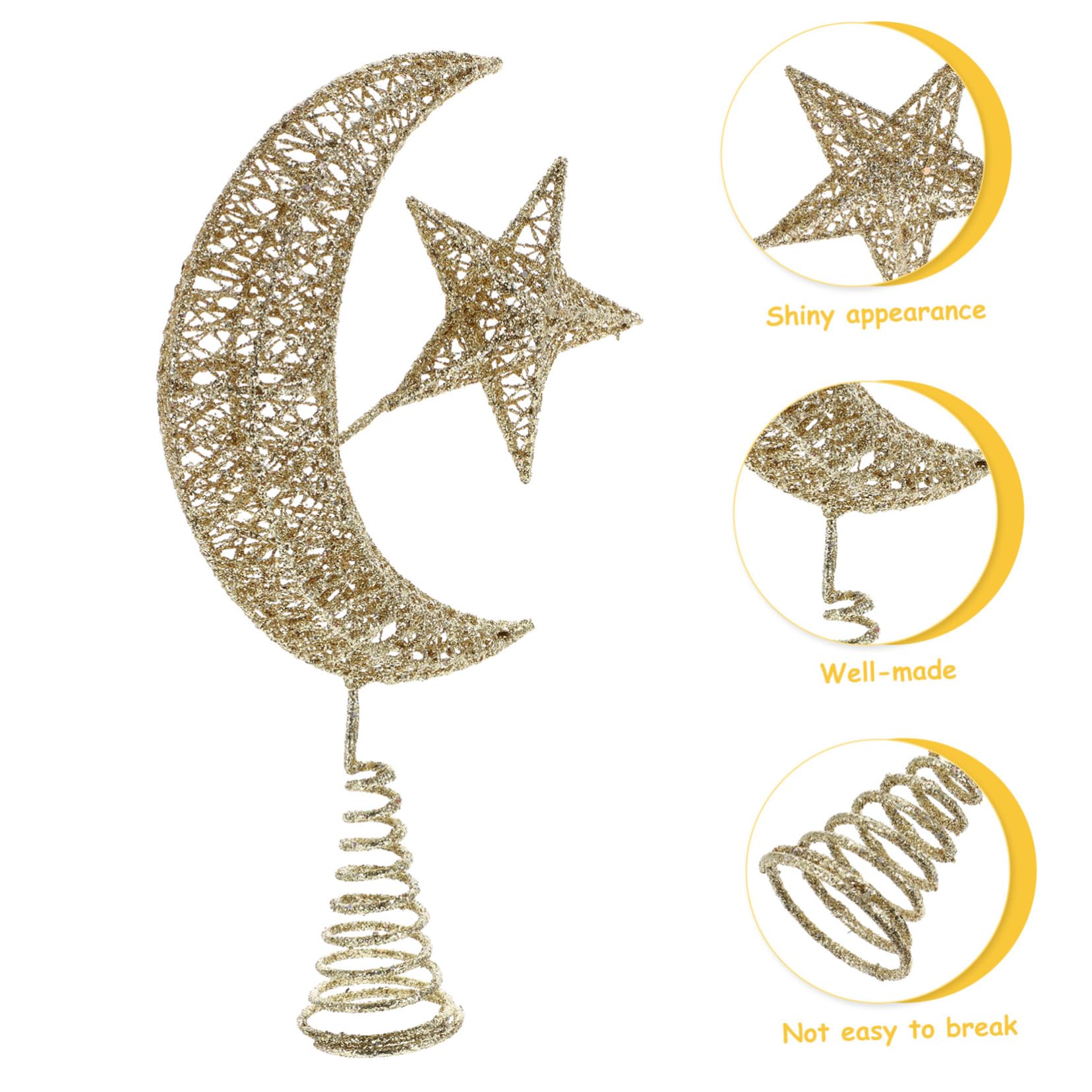 Amosfun 3st Weihnachtsbaumspitze Stern Weihnachtsbaum Stern Weihnachts Baumkrone Funkelnde -baumspitze Tisch Mini- Dekoration Schmiedeeisen Golden