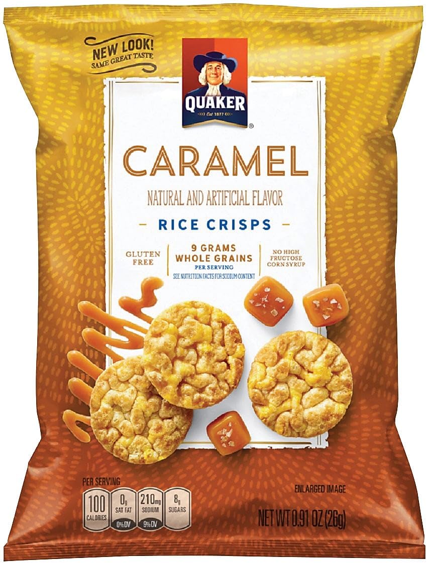 Quaker Popped Rice Snacks, Caramel Corn, 60 Count