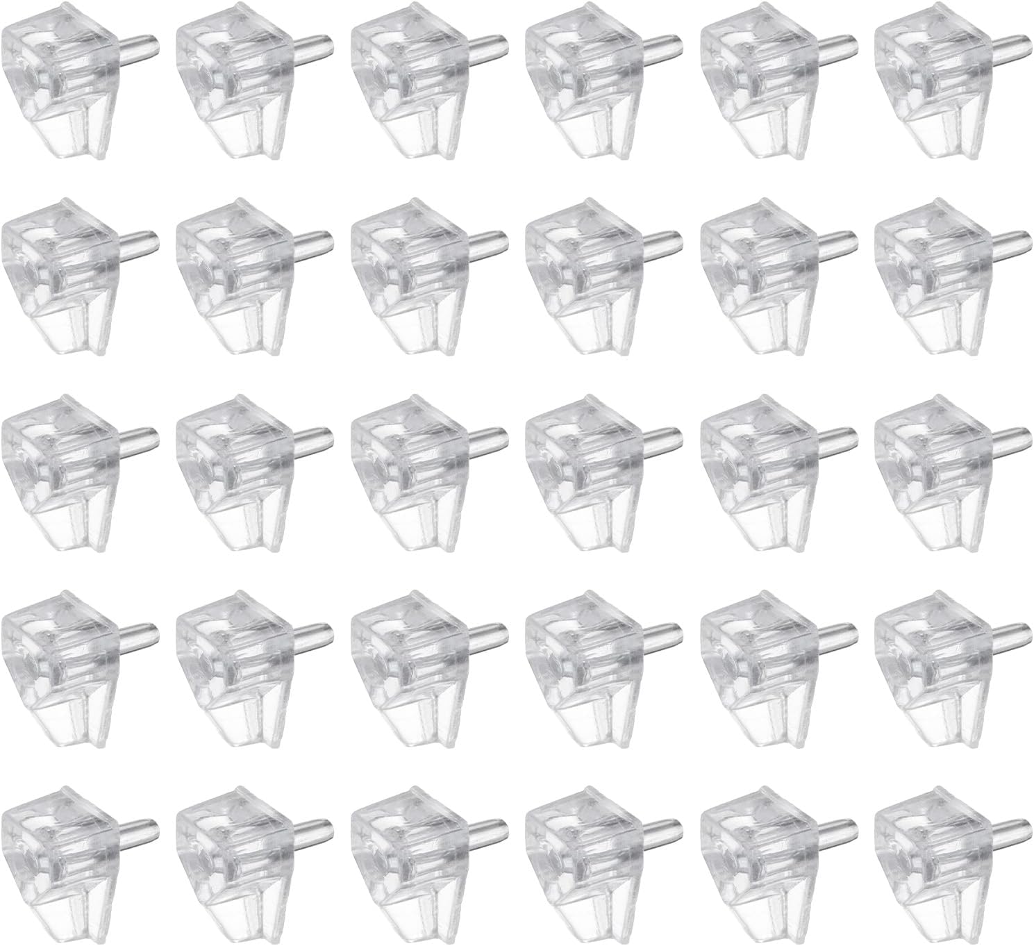 HARFINGTON 50pcs Shelf Support Peg 5mm/0.2" Steel Bracket Pegs with Pin Shelf Peg Shelf Clips for Furniture Bookcase Wardrobe Kitchen Cupboard, Transparent