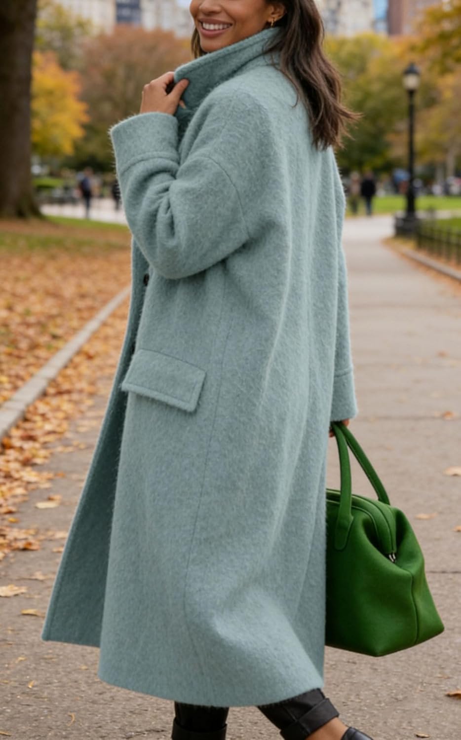 CHARTOU Women Oversized Long Winter Coats Warm Wool Blend Pea Trench Coat Overcoat - Image 4
