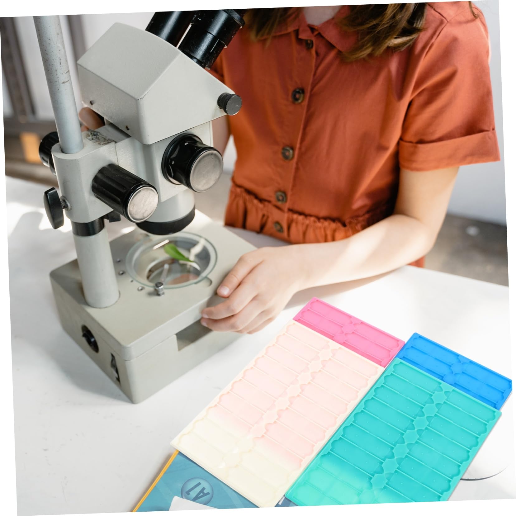 Mobestech 4 Pezzi 20 Piastra Di Stoccaggio Per Vetrini Vassoio Per Vetrini Microscopio Scatola Di Immagazzinaggio Per Vassoio Per Microscopio i Di Plastica i
