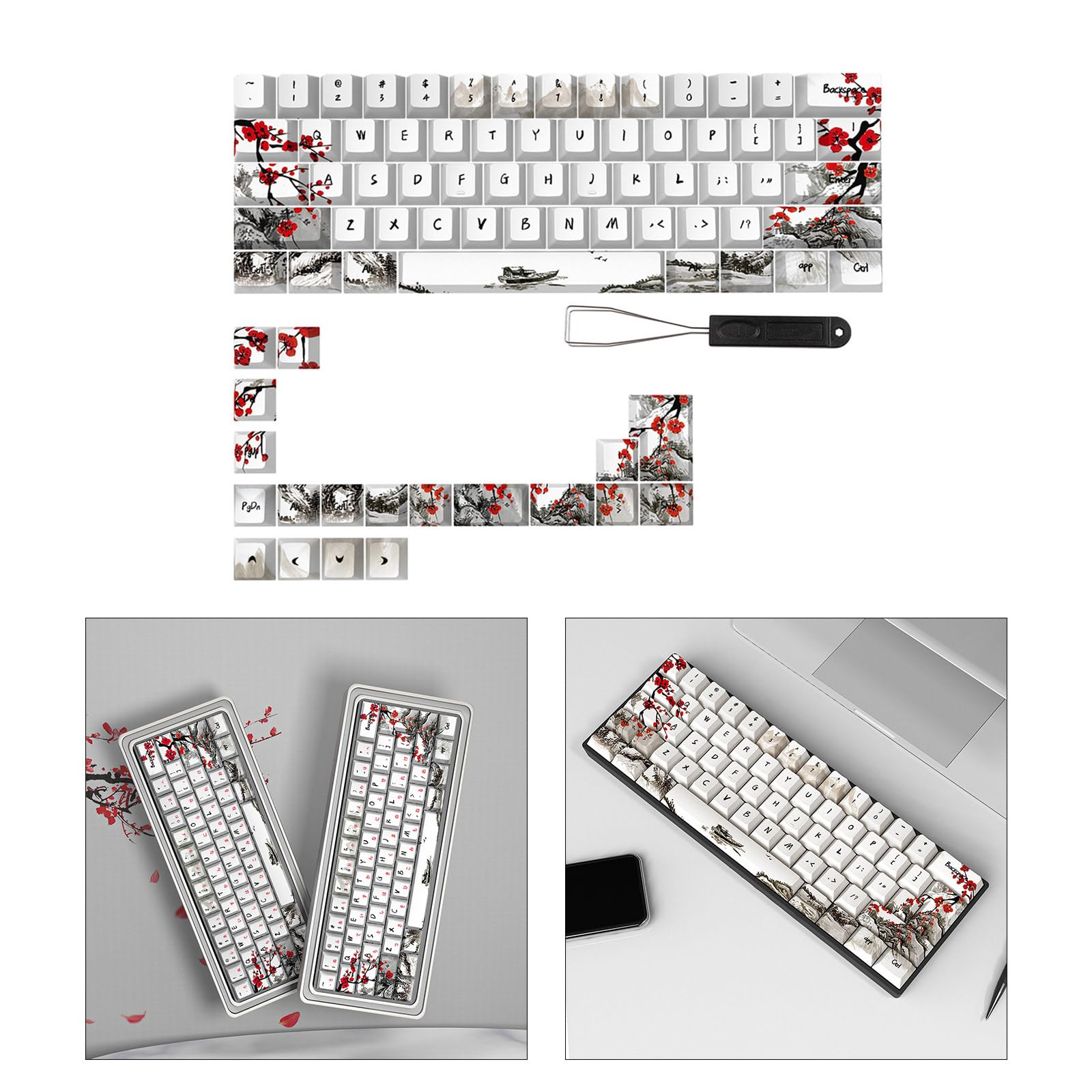 CherryProfile Keycaps Allemand Français Espagne Japonais Anglais DyeSub Keycaps PlumBlossom 80 Touches CherryProfile Keycaps Plum Blossom Keycaps Qwertz Azerty Clavier Touches 80 Touches Keycap PBT