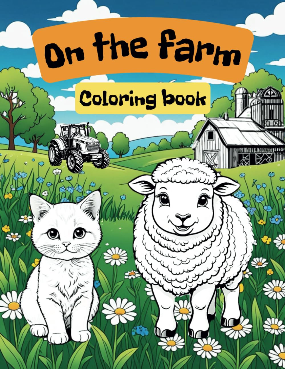 ON THE FARM Coloring book: Fun coloring pages farm animals & family activities (kids 4-8yrs)