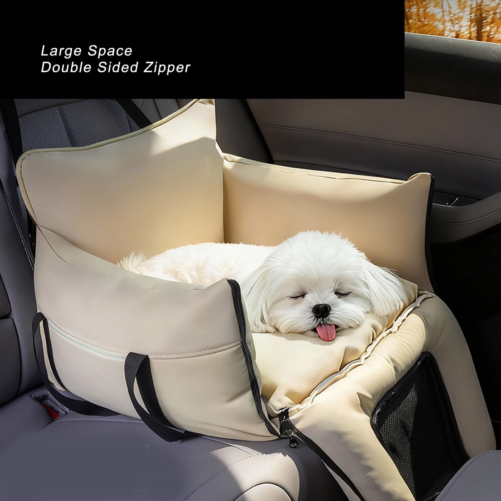 Hunde-Autositz, Abnehmbarer, Kratzfester Stoff, Robuster Reiseträger für Haustiere, Tragbar, Leichtes Design, 1 Einheit