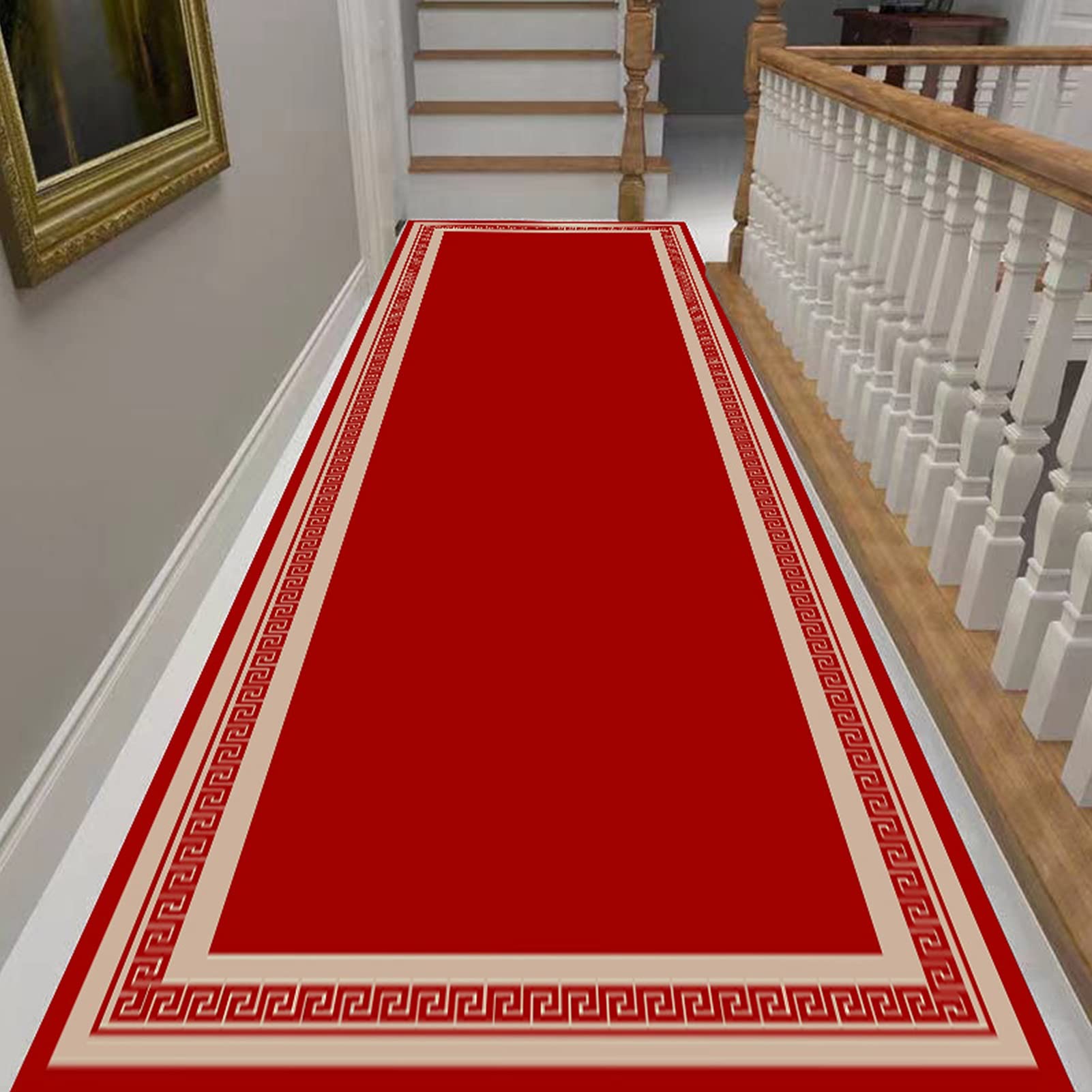 Tapis de cuisine facile à nettoyer rouge pour éliminer les taches de couloir et salon