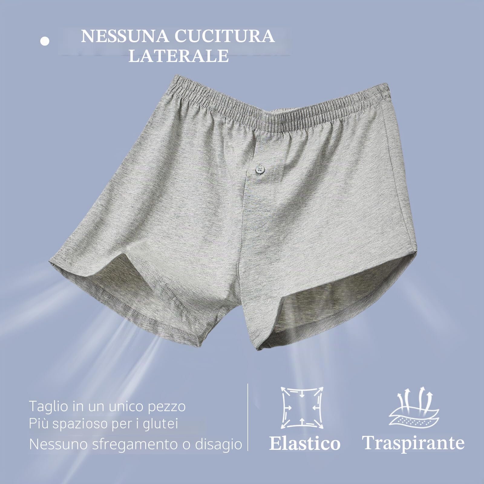 Uomo Boxer in Cotone Calecon Cotone Uomo Short Pantaloncini Pigiama Elastici 3 Pezzi Multicolore S-XL