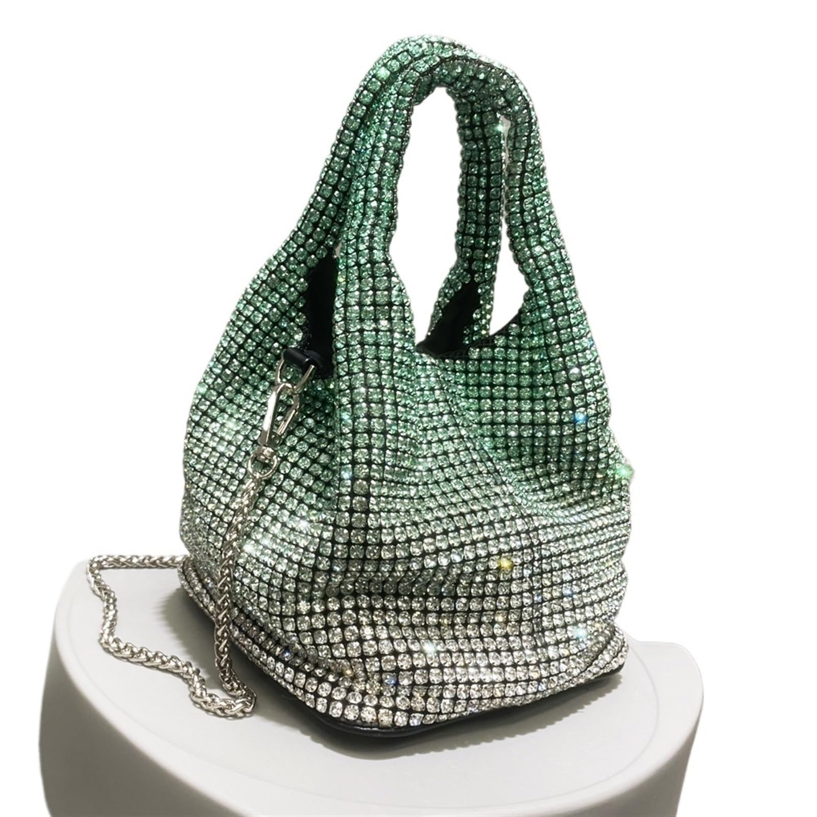 Pedrería Clutch Fiesta Bolso de mano noche con diamantes imitación, bolso, hombro Hobo, cristal brillante, tipo cubo