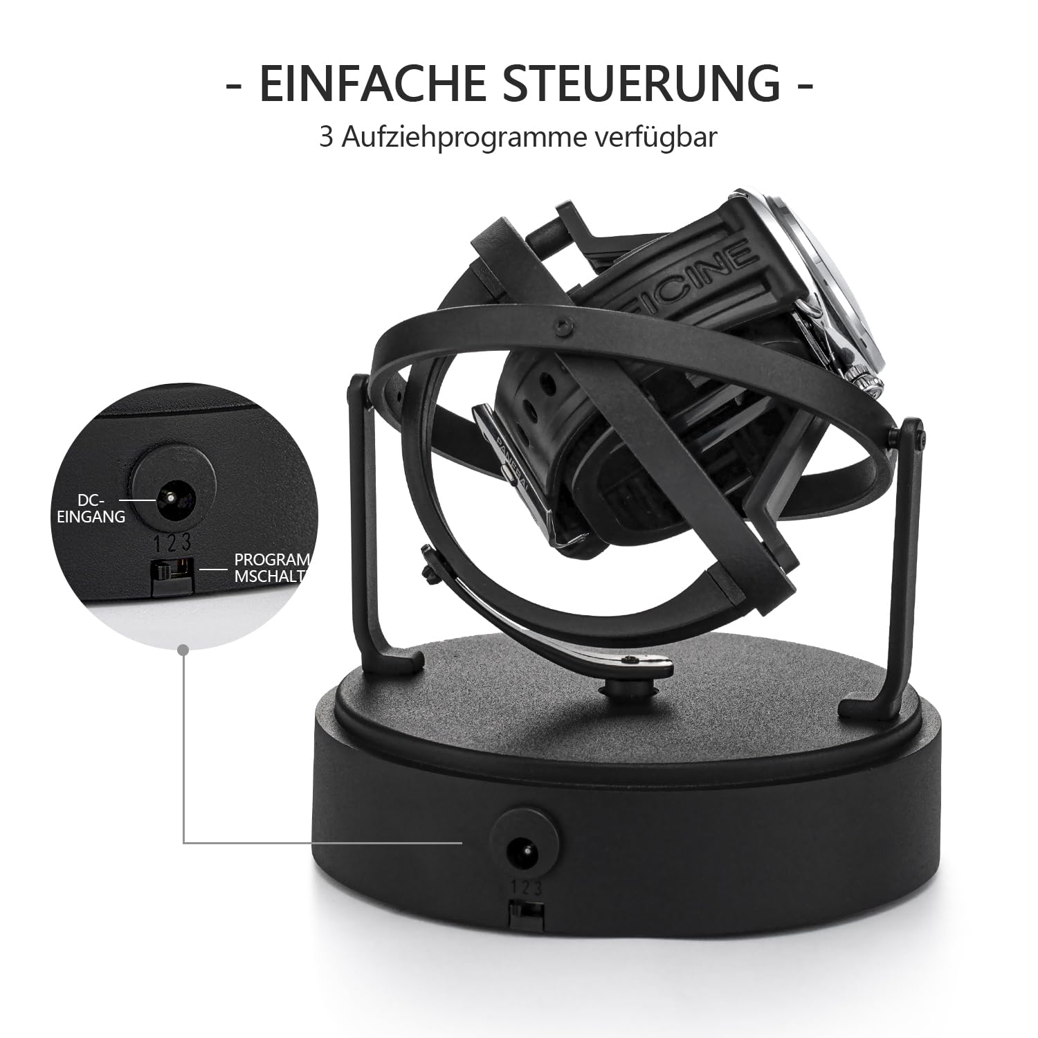 Orbit Uhrenbeweger für mechanische Uhren, leiser Motor, passend für Damen und Herren, für Rolex und die meisten, Gold, Modisch 360° Drehung