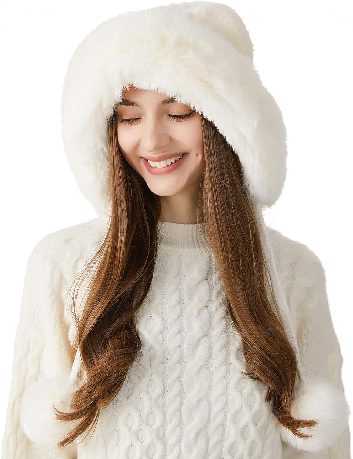 HUAMULAN Women Winter Sherpa Beanie Hats Knit Ear Flaps Peruvian Cover Ears Fleece Lined Ski Snow Hat Travel - Image 4