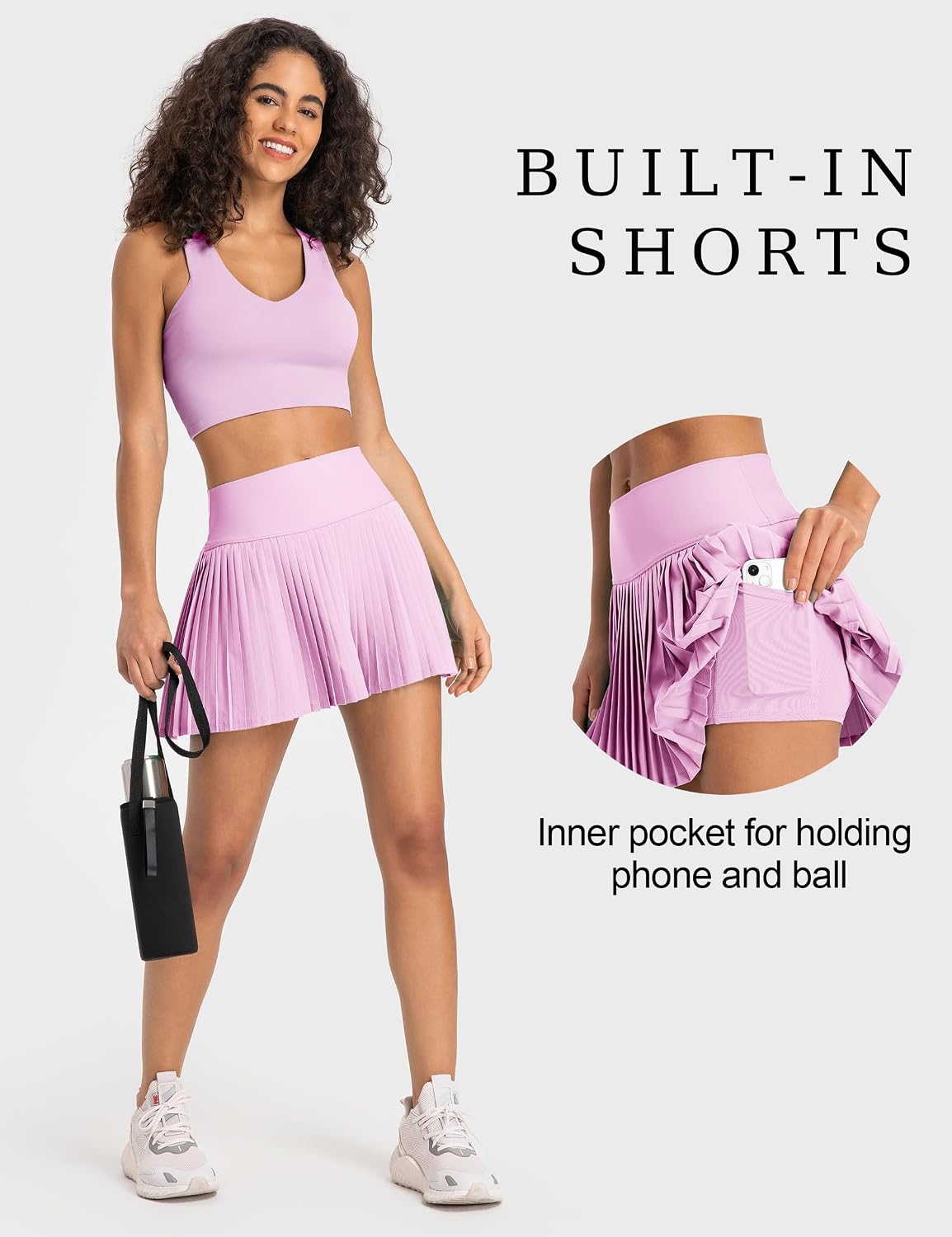 KUTOOK Pleated Tennis Skirts for Women with Pocket Shorts High Waisted Golf Skorts for Athletic Workout