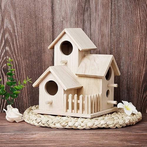 Miniatura 5 de Casas de pájaros para jardín para valla, cajas de anidación de pájaros para jardín pequeños pájaros, cajas nido para petirrojos, caja de madera para