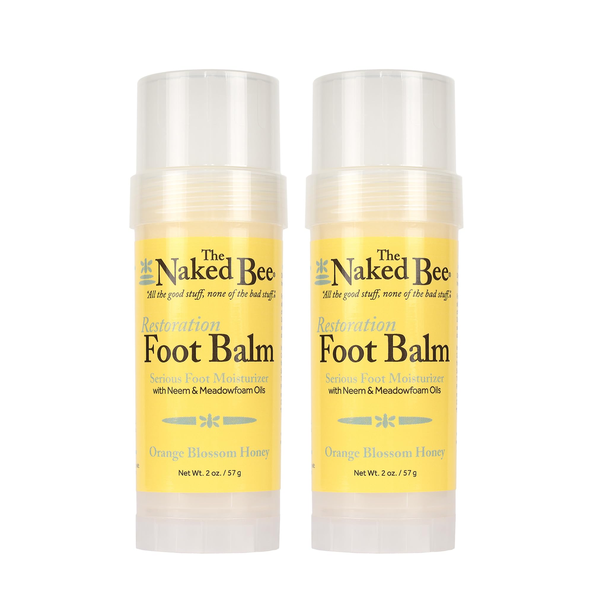 The Naked Bee Orange Blossom Honey Restoration Foot Balm, (2 oz) - 2 Pack