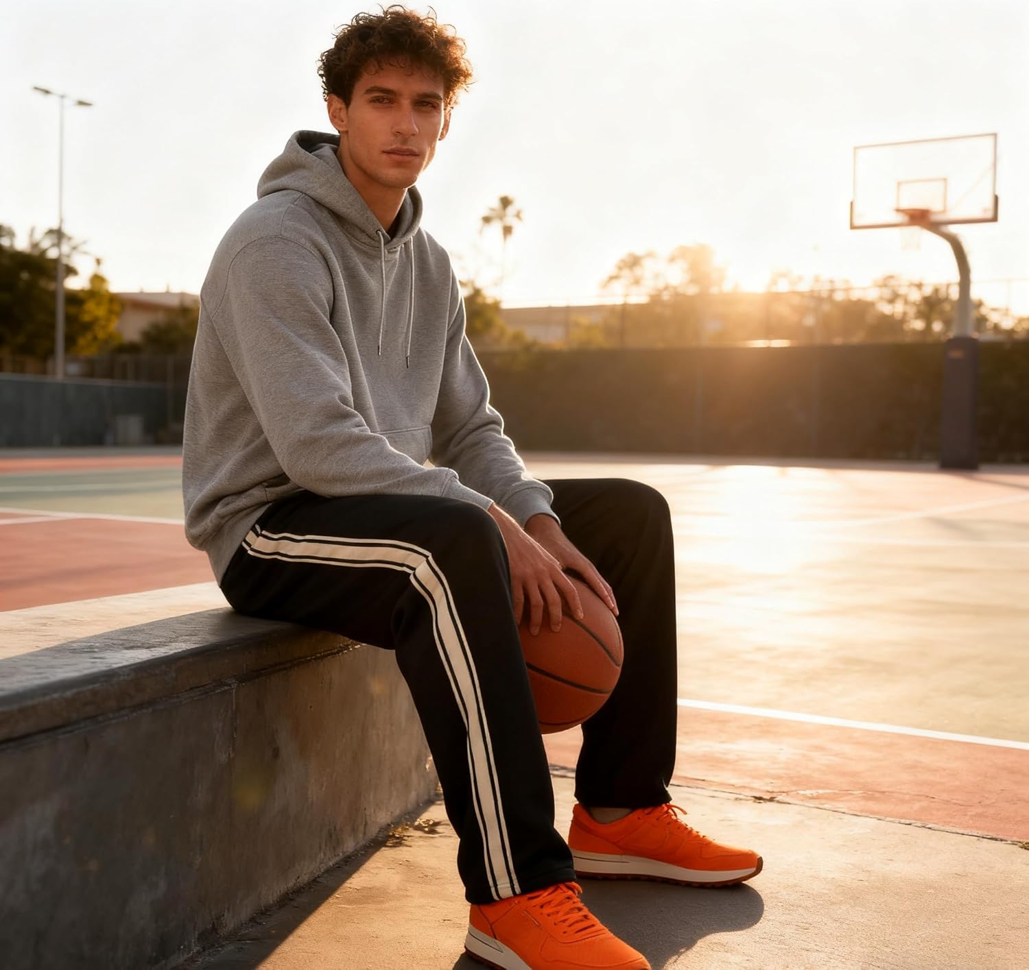 Men's Baggy Sweatpants Straight Leg Open Bottom Joggers Casual Lightweight Athletic Pants with Pockets - Image 5