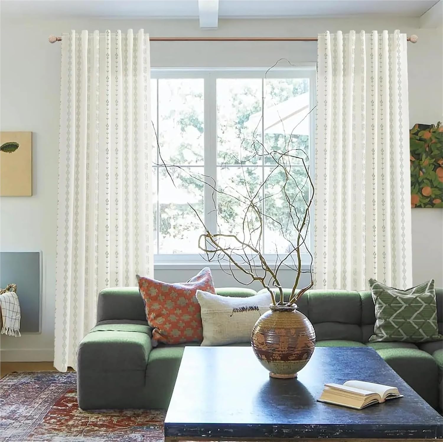 Solid Blackout Curtains for Bedroom Farmhouse Curtains for Living Room,Floral Pattern Vintage Bedroom(140x240cm)