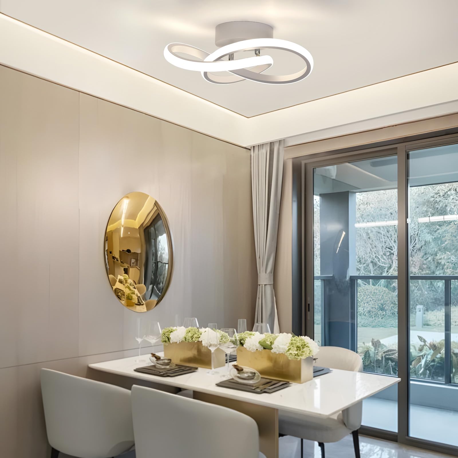 Comely Plafoniera LED Soffitto Moderna, 30W 3300LM Lampada da Soffitto LED Design Petalo, Bianco Acrilico Plafoniere per Camera da Letto Cucina Soggiorno Ufficio Balcone, 4500K Luce Naturale