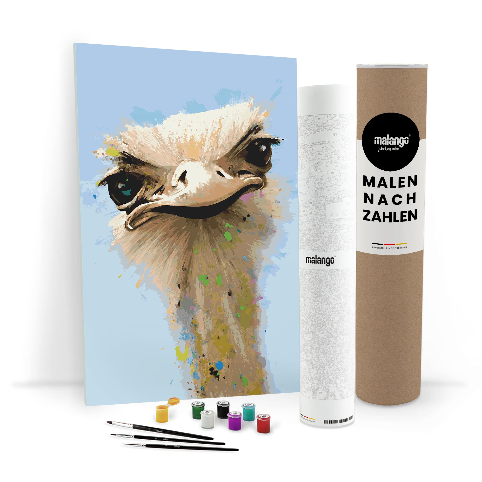 Malen nach Zahlen Erwachsene - Straussenpaar Silvia 120 x 80 cm groß XXL Premium-Malset ohne Rahmen, Hergestellt in unserer Produktion in Deutschland, Kreative