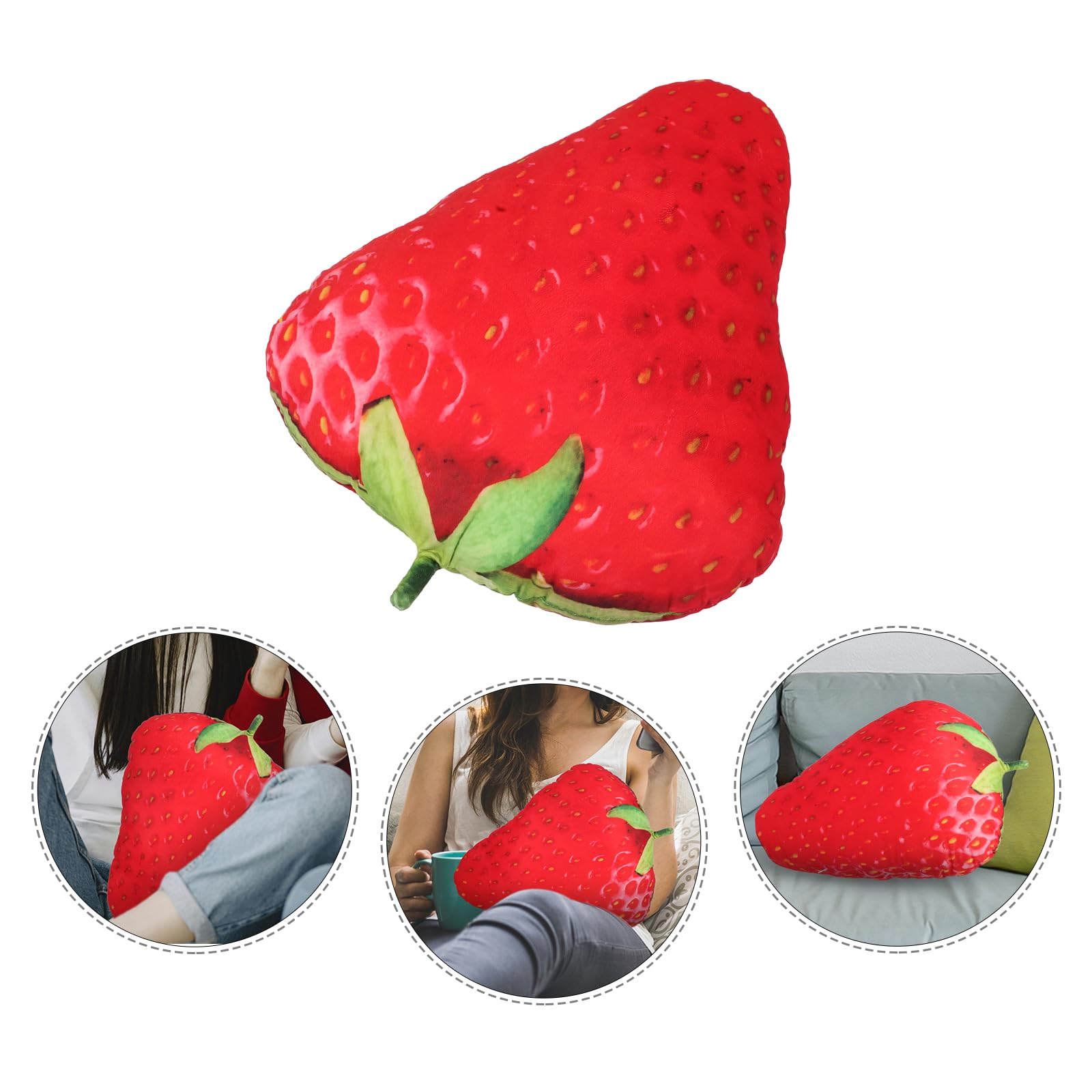LOGOFUN Strawberry Plush Throw Pillow Simulation Strawberry Cushions Toy Soft Fruit Shaped Pillows Cushions for Bed Couch Chair Sofa Home Decor