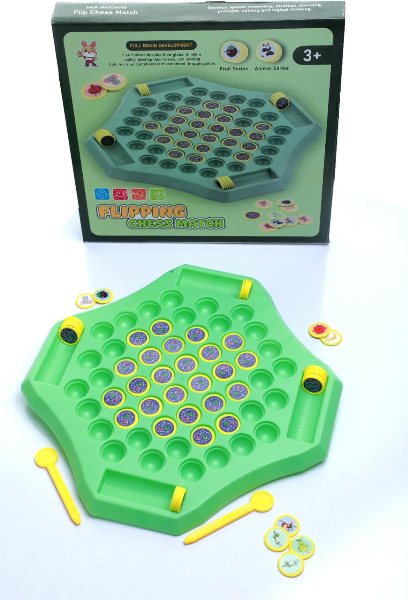 Kids Strategy Board Game Toy with Chips and Sticks Fun Family Tabletop Game for Children Educational Play Activity Game Set for Indoor Entertainment and Group Play for Boys and Girls