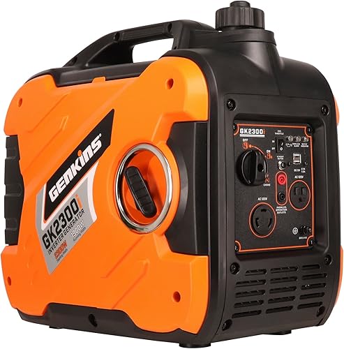 GENKINS Generador inversor portátil de 2300 W, ultra silencioso, a gas, listo para caravana, CARB EPA, compatible con envío a 50 estados y Puerto
