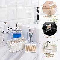 Vista 6 de Hisopos de algodón de bambú, 1000 unidades, capullos de algodón orgánico natural para oídos, con caja de almacenamiento incluida, barra fuerte 100%