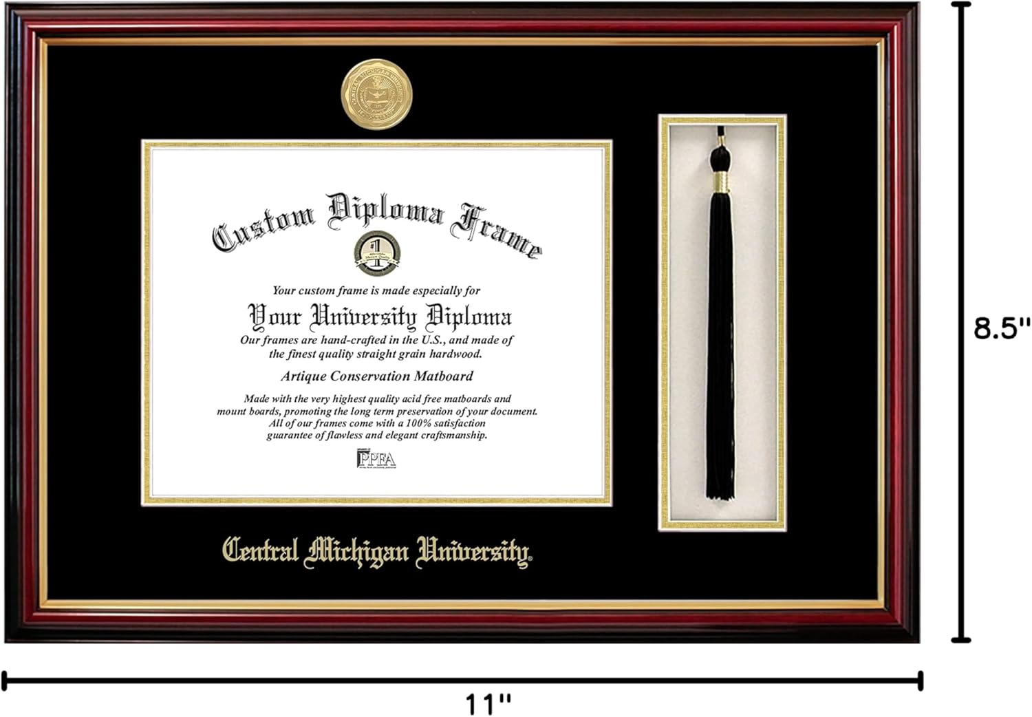 Campus Images MI999PMHGT Central Michigan University Tassel Box and Diploma Frame, 8.5" x 11"