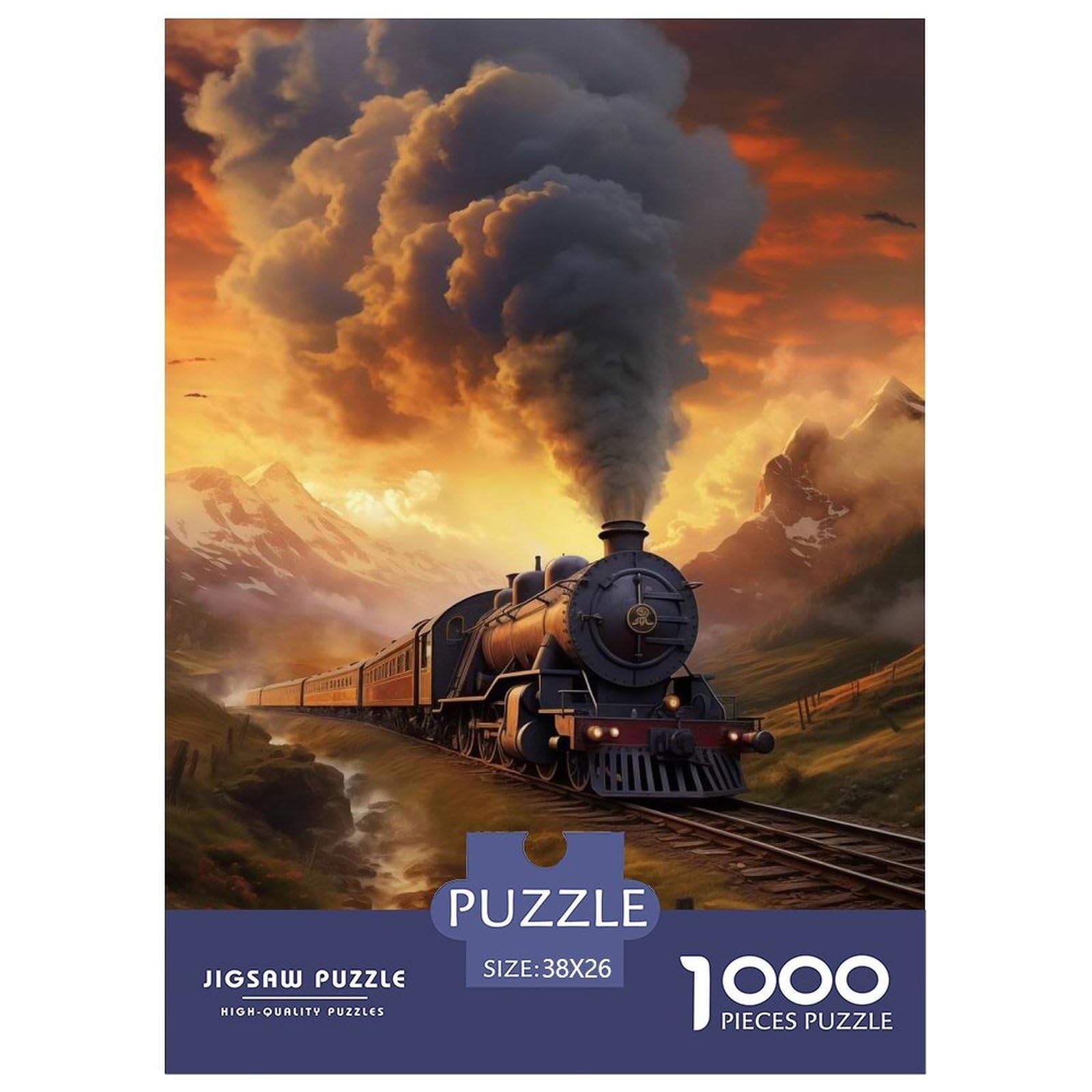 Steam Train Jigsaw Puzzles for Adults Kids Interesting Puzzles 1000 Pieces Impossible Puzzle Home Decoration Gifts 38x26cm/1000pcs