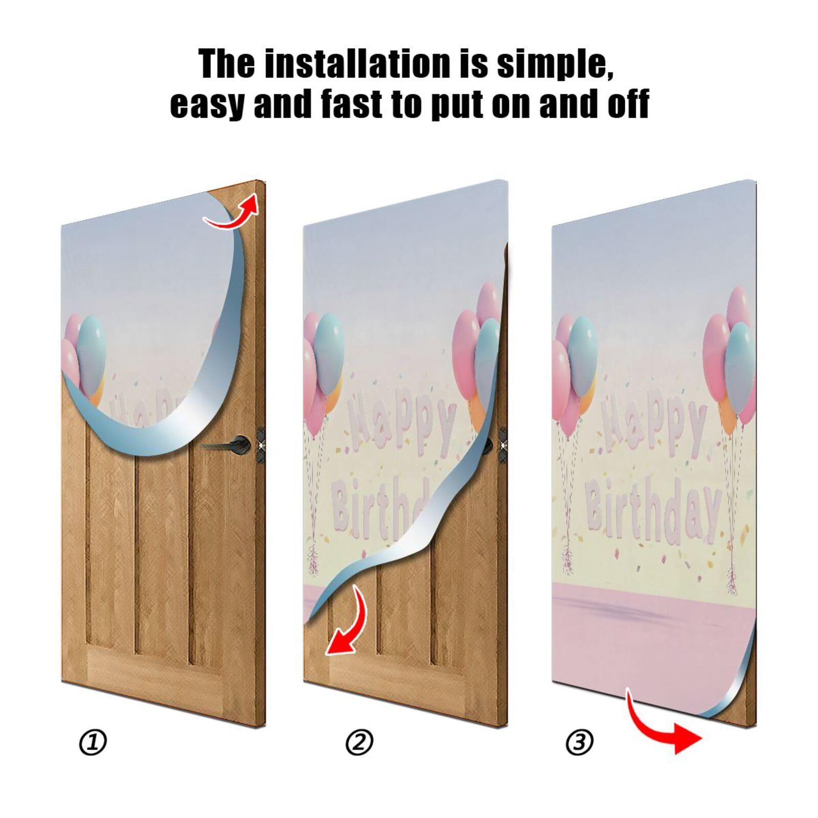 FLildon Birthday Balloons Pink Blue Door Cover Decoration, Party Accessory Porch Decor for Festive Ornament Room Door Covers 32 x 79 Inch