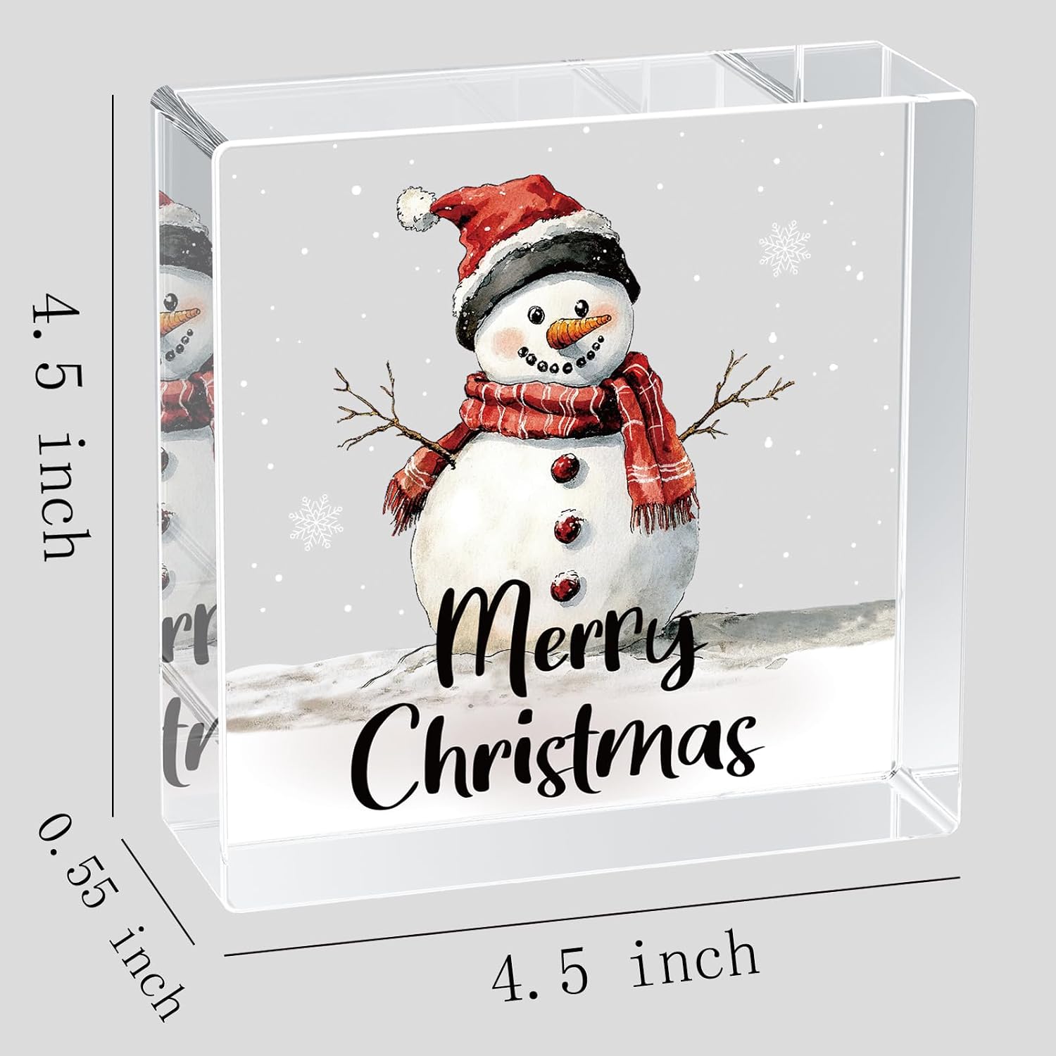 Christmas Decorations Indoor Christmas Decor Winter Home Room Table Snowman Office Bathroom Acrylic Sign Rustic Shelf Desk Decor Season Sign House Warming Gifts 4.5 x 4.5 Inch
