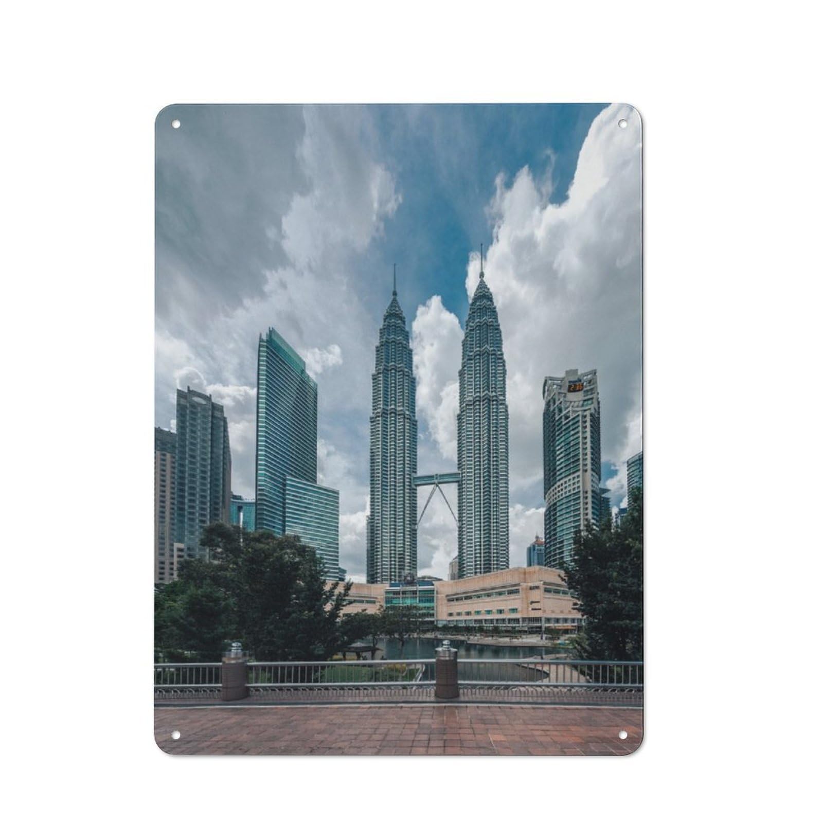 Junmoney Petronas Towers Metal Plaque 40X30cm With For Workshop Wall, Retro Decor, For Garage, Workshop And Man Cave Decoration