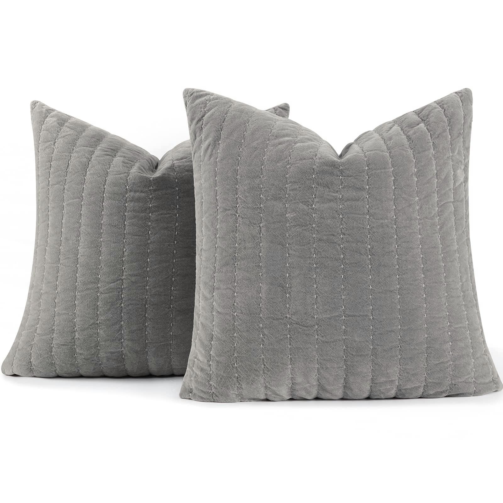 COCOPLOCUE Pillow Covers 26x26 Set of 2 Thicken Cotton Euro Shams with Hidden Zipper Decorative Quilted Throw Pillow