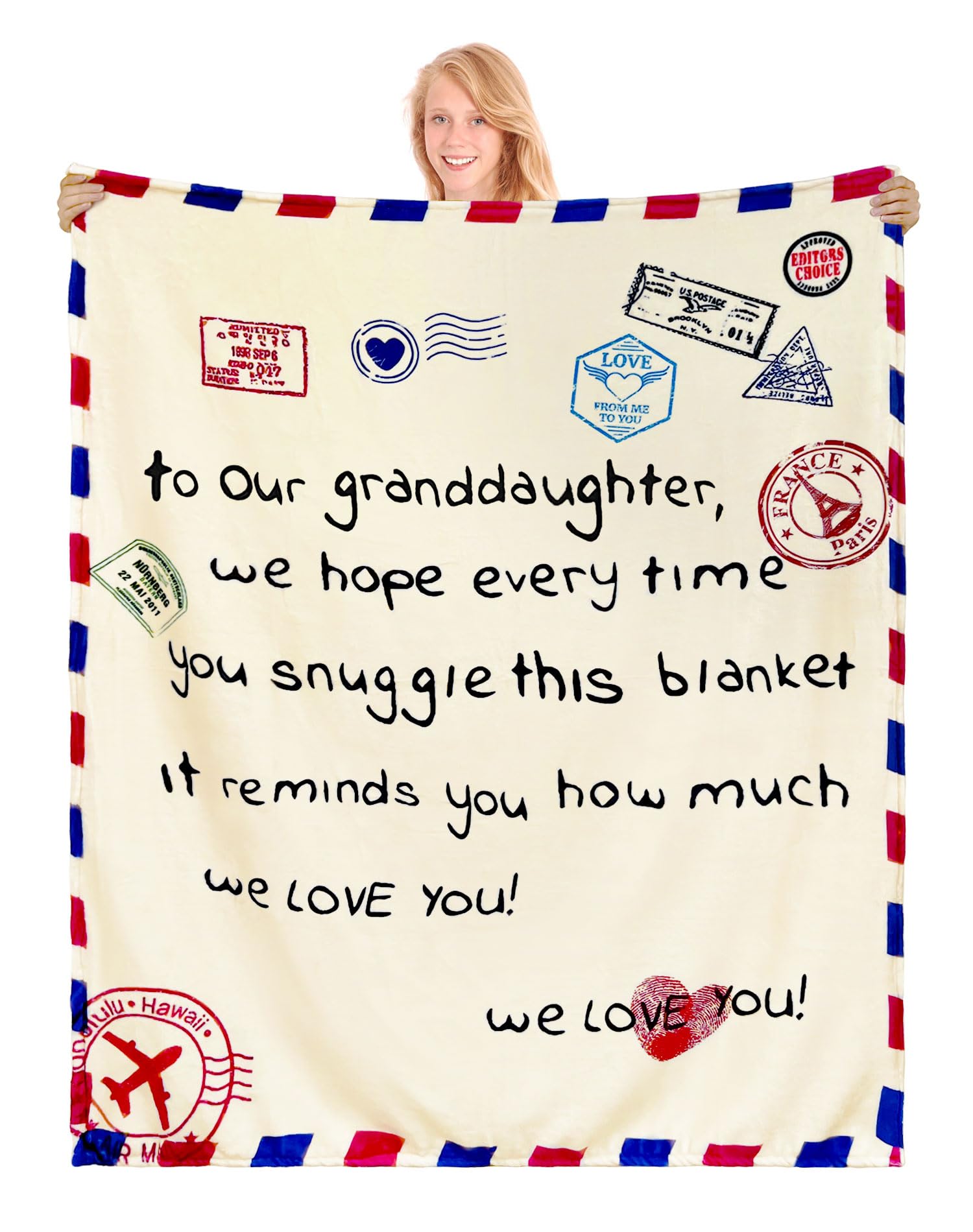 Wotdkg Granddaughter-2 Granddaughter Gift From Grandma Grandad Bed Throw Blankets 130X150cm For Granddaughter - Granddaughter Blanket Birthday Gift Reminder Gift I Love You Gift (Granddaughter-2)