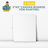 Vista 2 de KEFF Tableros de Lienzo para Pintar - Paquete de 2 de 3x5, Paquete a Granel de Lienzos, 100% Algodón Triple Imprimado, Lienzos Pequeños