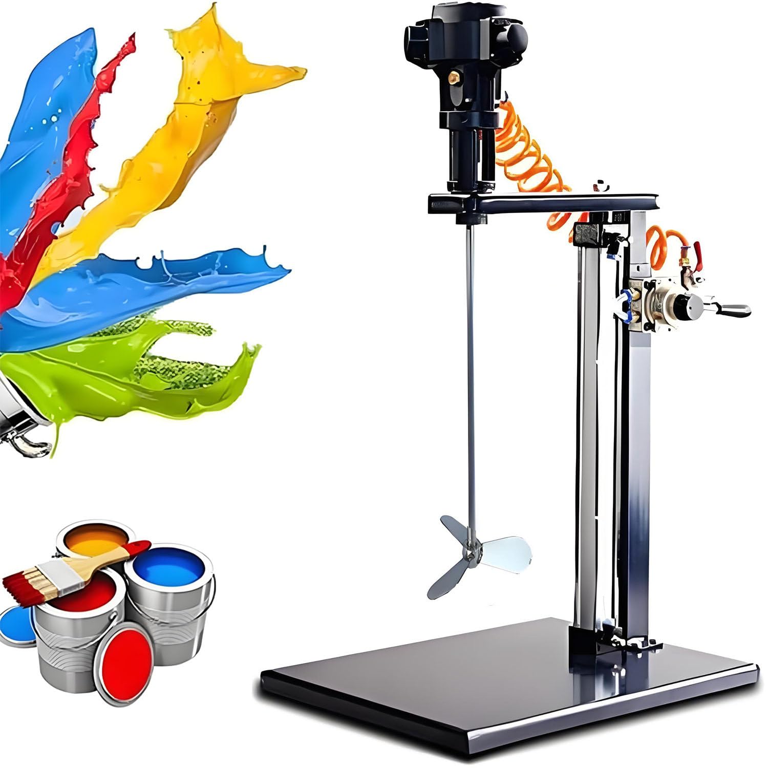 Jozyjul Impeller 5 Gallon Pneumatic Paint Mixer With Stand, 20L Stainless Steel 1/4Hp Paint Mixer Machine, Ink Coating Mix Tool Paint Shaker, Air Agitator Ink Coating Mixing Tool