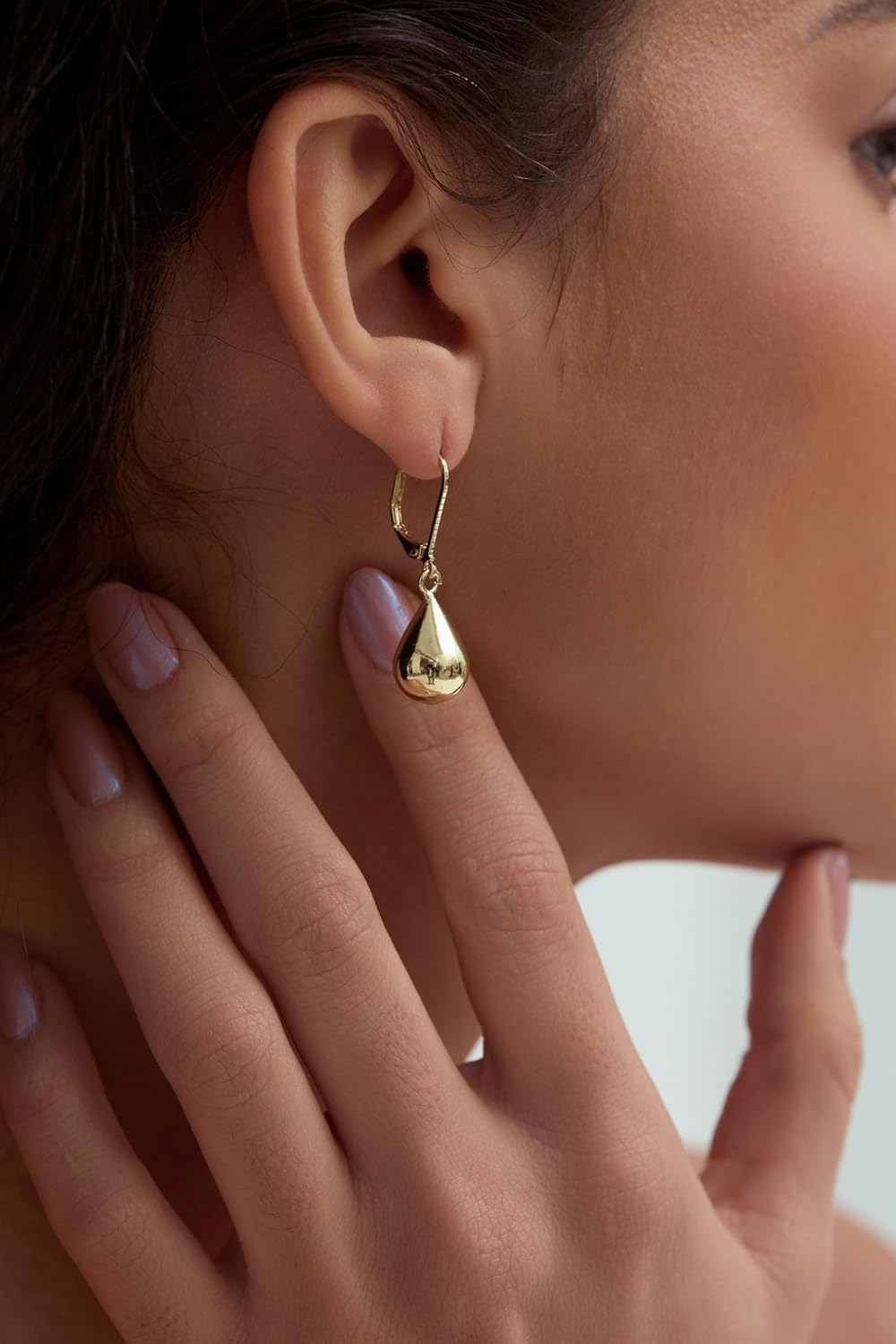 Teardrop Dangle Leverback Earrings for Women 14k Gold Plated 925 Sterling Silver Post Waterdrop Dangle Drop Hoop Earrings Hyoallergenic Tear Drop Dangle Earrings Jewelry Gifts - Image 2