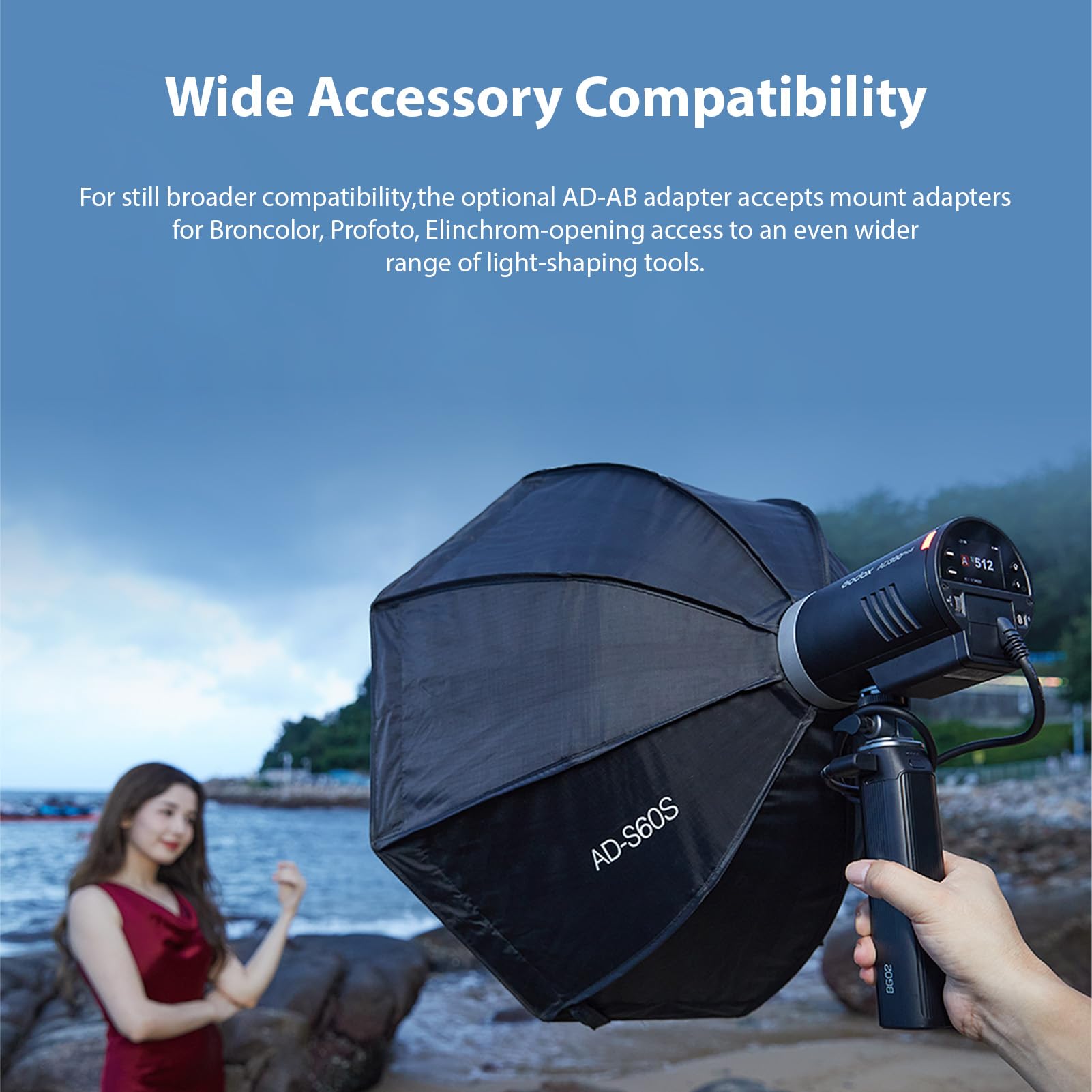 Godox AD300ProII Flash da esterno TTL da 300 W, tempo di ricarica 0,01–1,5 s, HSS a 1/8000 s, 16 gruppi di colore, 350 flash a piena potenza con luce pilota bicolore da 12 W, attacco Godox