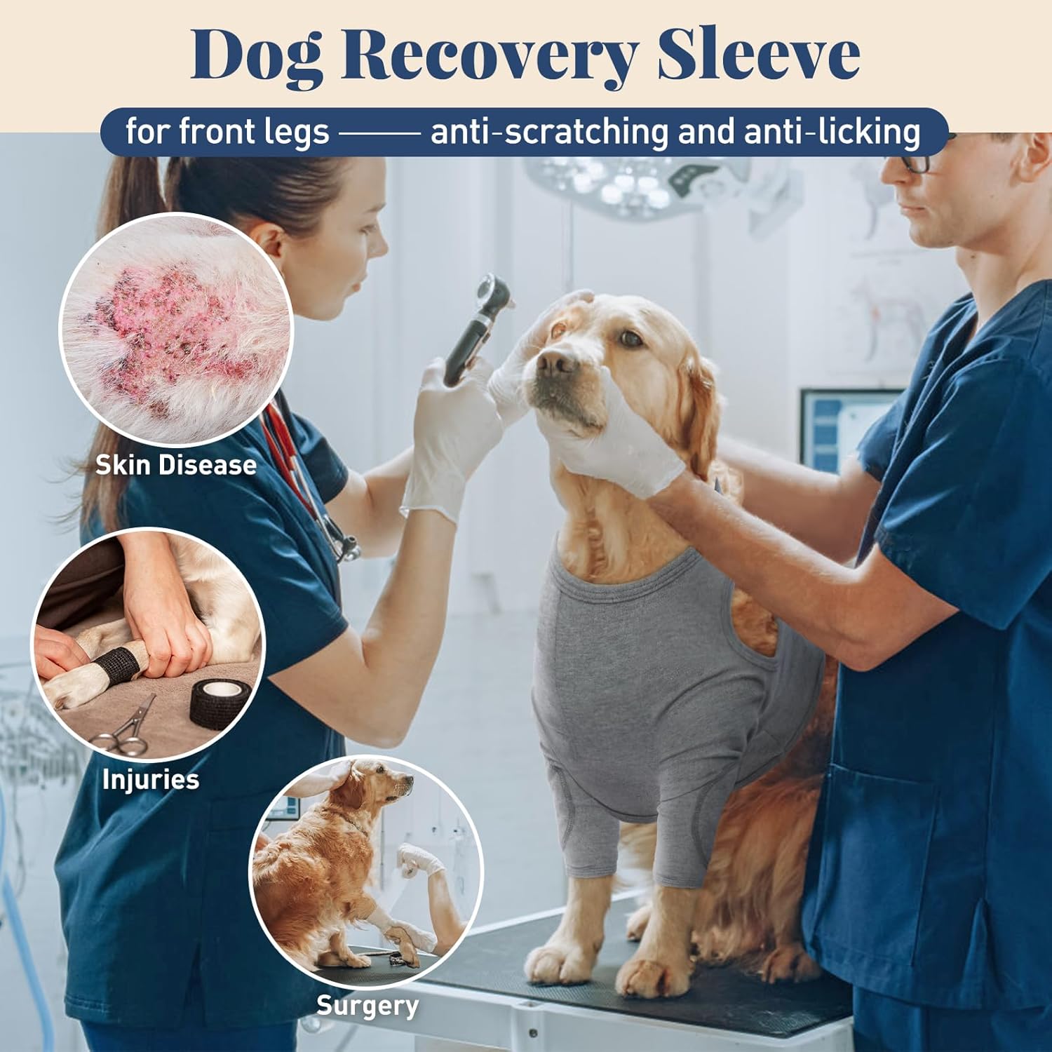 Nanaki Surgery Dog Recovery Suits for Front Legs, Dog Leg Sleeve to Stop Licking, Doggy Anti-Lick Wounds Pants, Pet Wound Cover Protective Sleeves Arm Protector for Injuries & Joint Pain