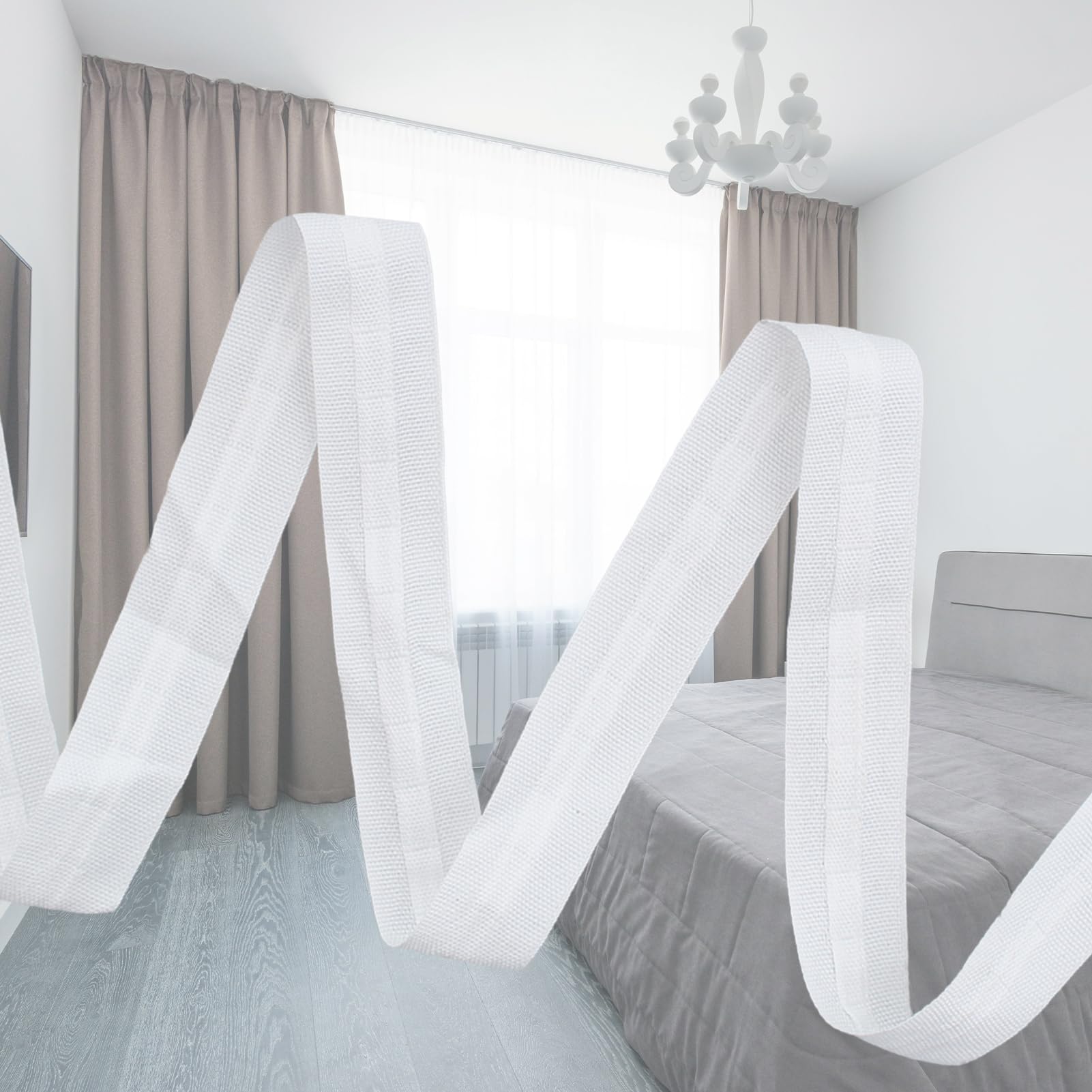 Nastro Per Tende A Onda - Fettuccia Bianca Plissettata 20m X 2.5cm, Cucito Manuale