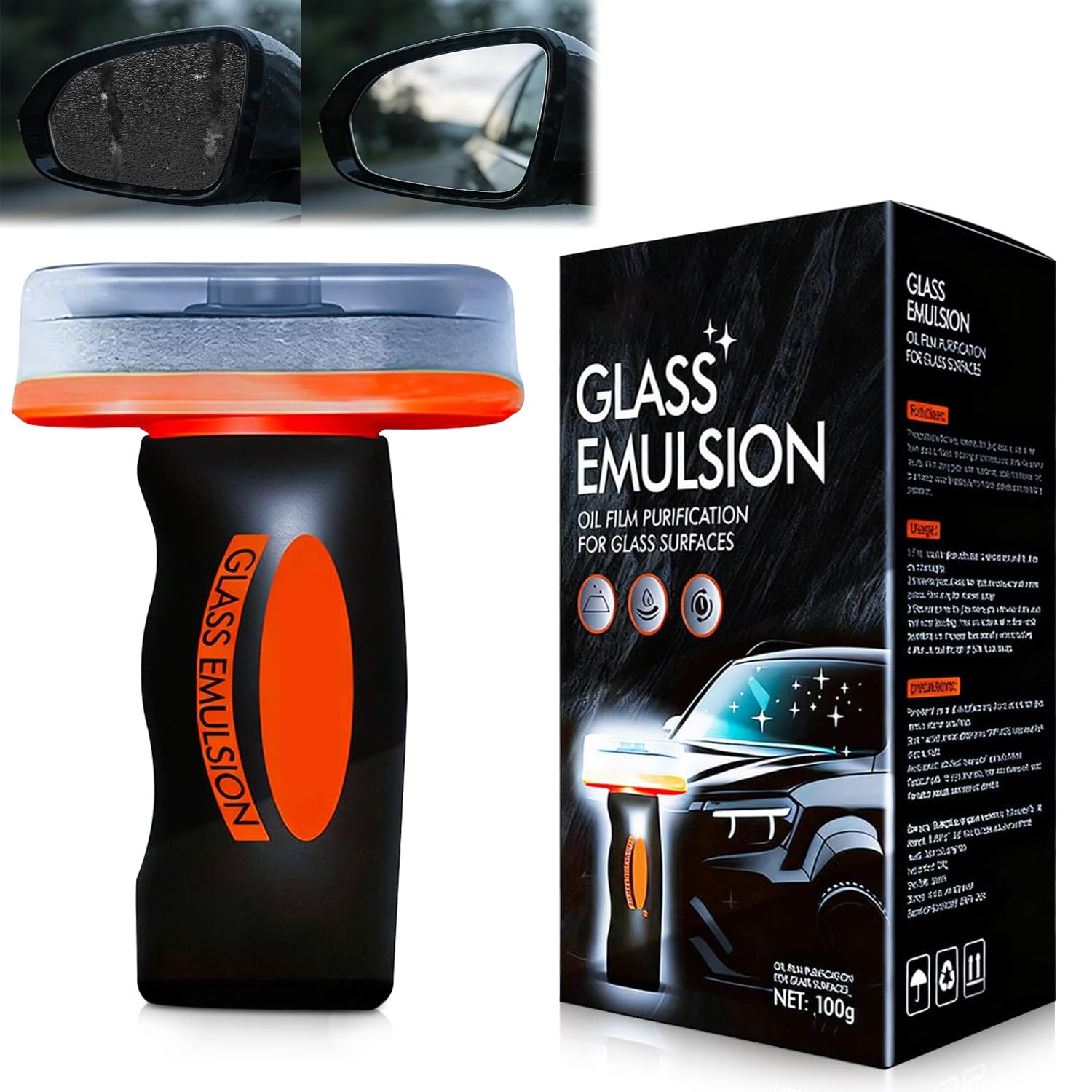 Vibbang Hand-Held Glass Emulsion Cleaner, 100g Car Windshield Oil Film Remover, Handheld Glass Oil-Film Remover, ölfilmreiniger Autoglas, Autoscheiben Reiniger für Glasgriffe Window and Mirror