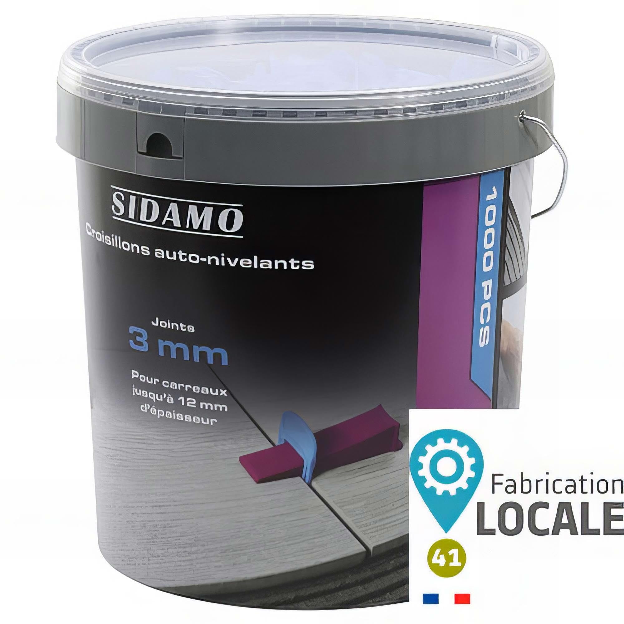Seau de 1000 croisillons 3 mm auto-nivelants de 3 à 12 mm