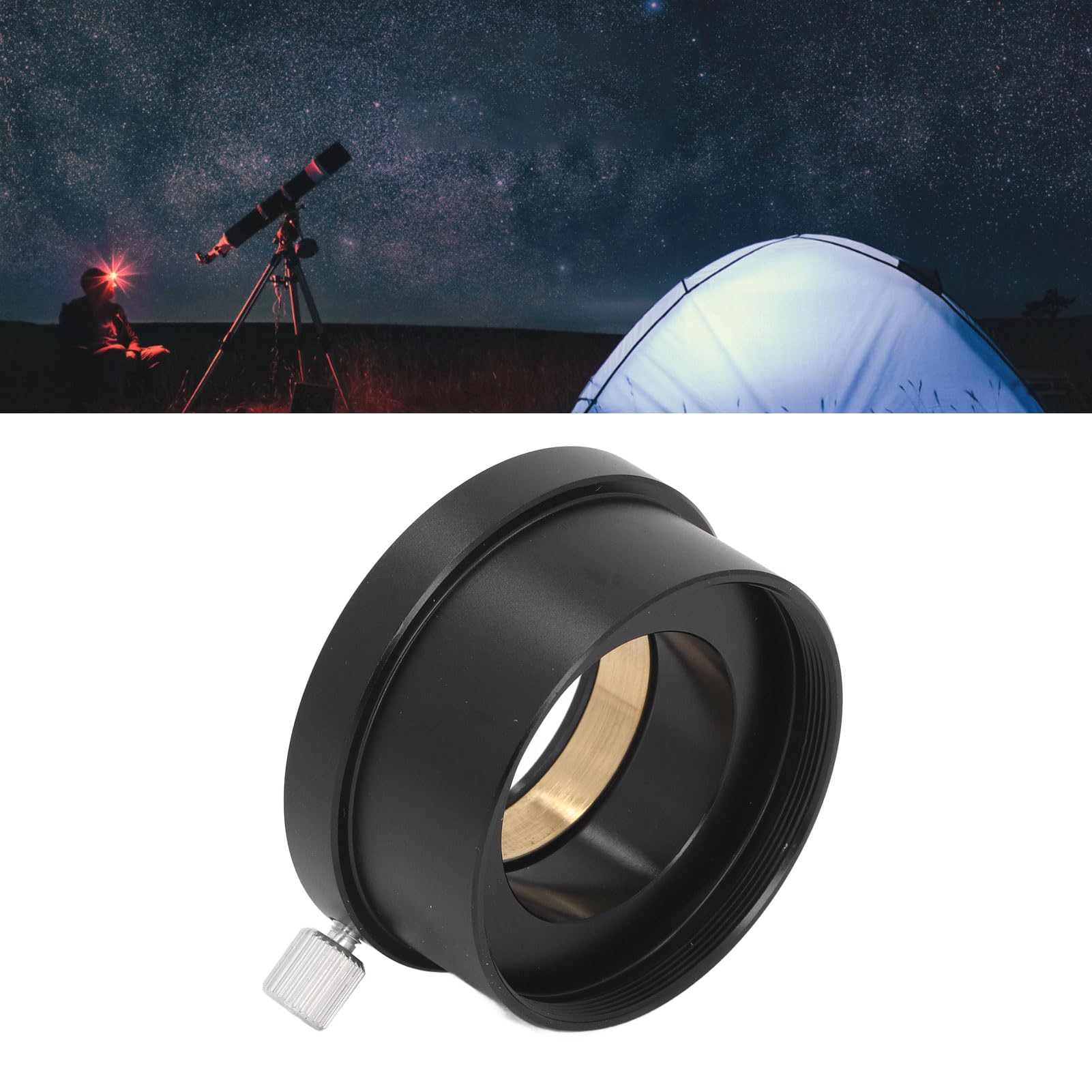 2 Inch to 1.25 Inch Telescope Eyepiece Adapter, Accurate Thread Telescope Eyepiece Mount Adapter Easy Installation Full Metal Black for Telescope Accessories