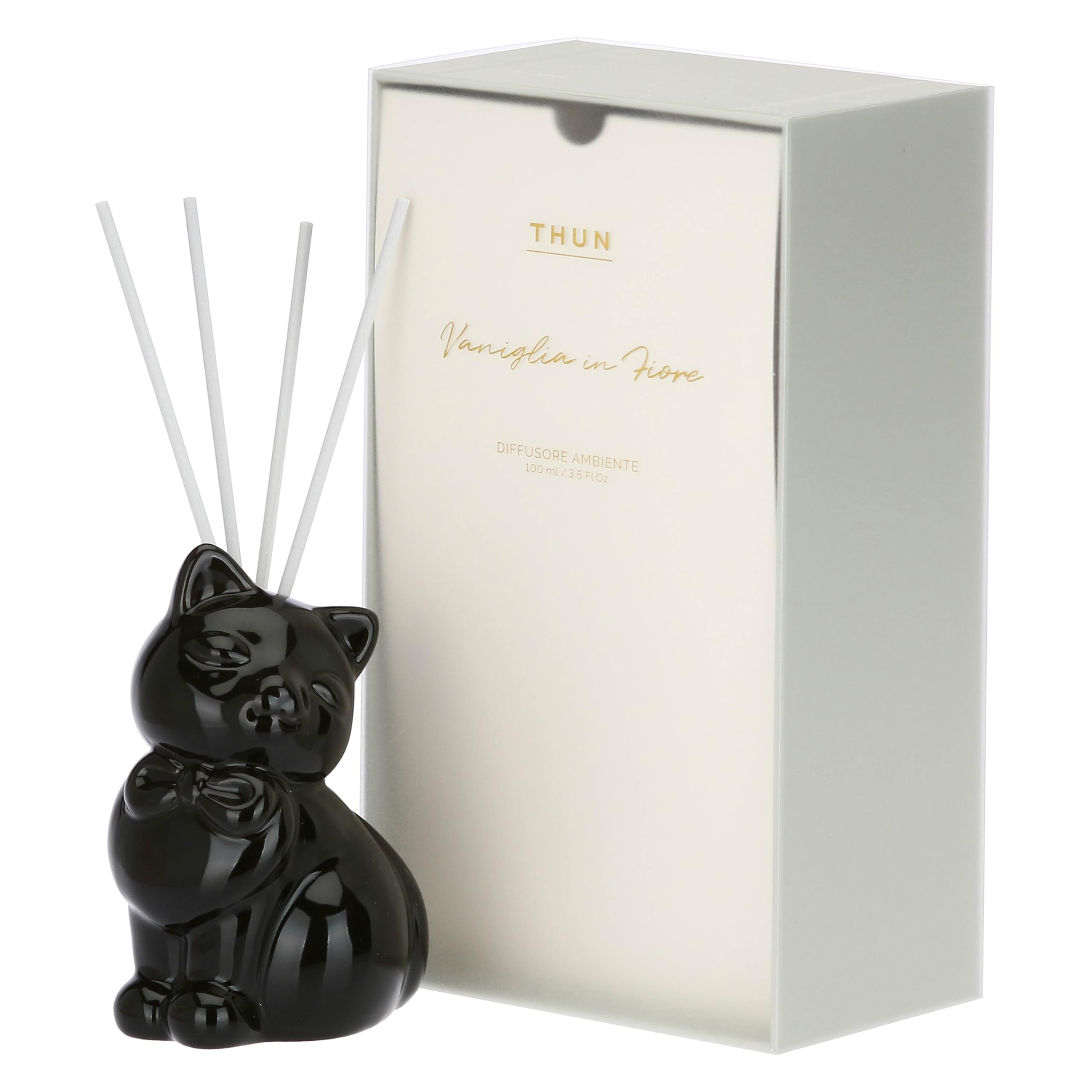 THUN Diffusore Aromatico Gatto in Ceramica, 100 ml, 16x8x24 cm