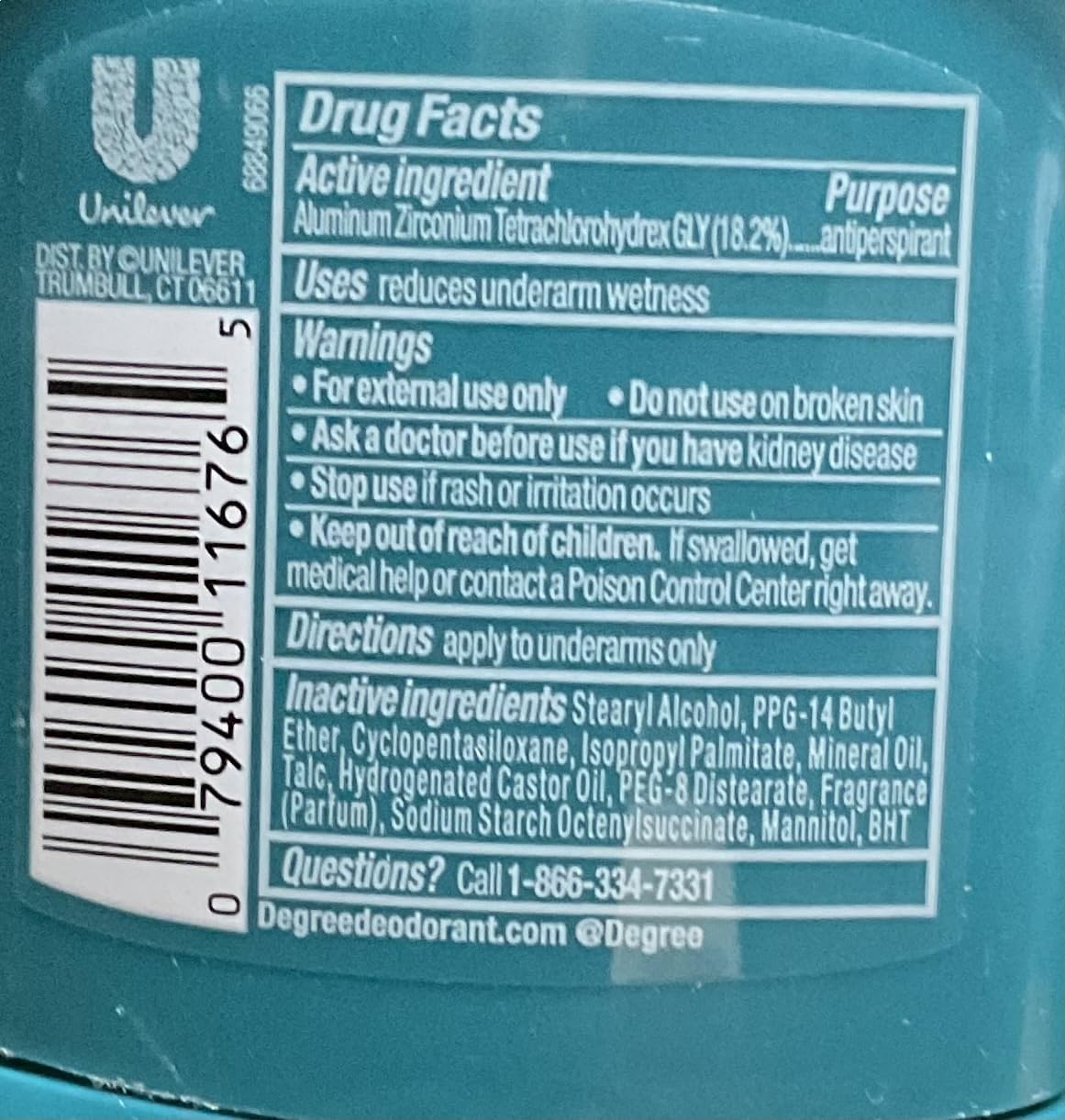 Degree Men Antiperspirant, Cool Rush 1.7 oz (Pack of 6)