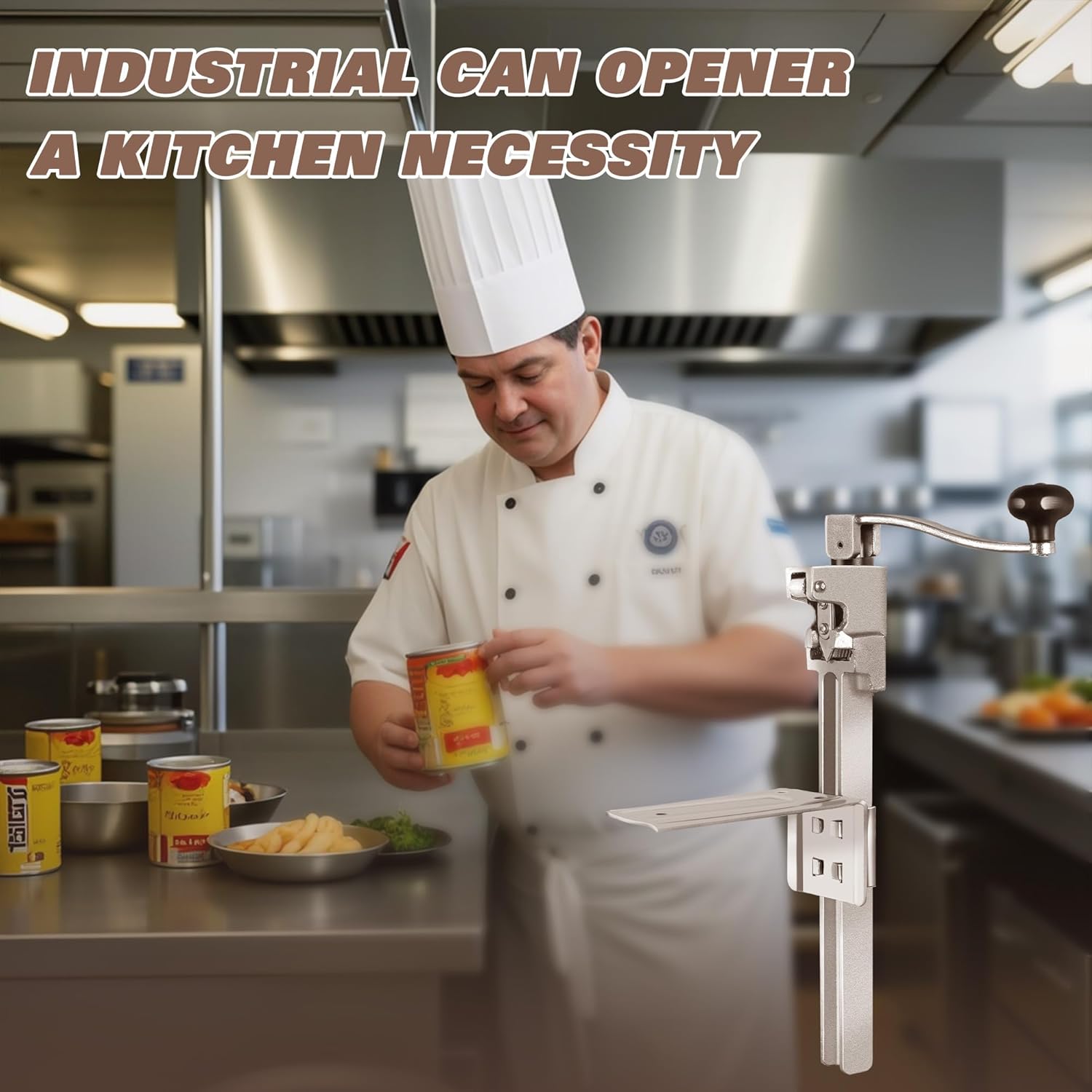 Commercial Can Opener, Heavy Duty Manual Can Opener with Replaceable Parts, 19" Iron & Stainless Steel Construction, Long-Lasting, Ideal for Restaurant, Hotel, Bar, & Home Use, Industrial Can Opener