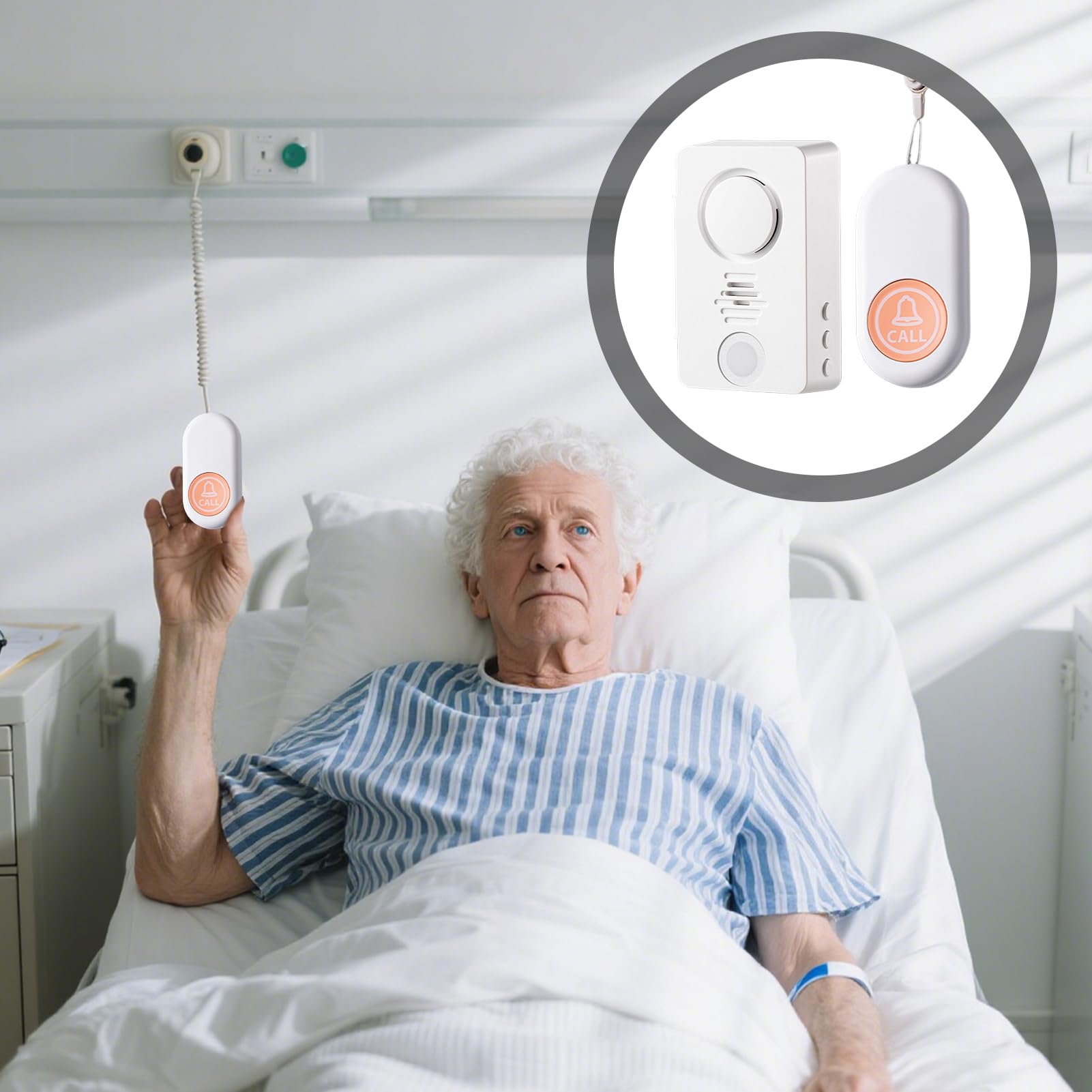 Alarmas con Sensor De Cama para Personas Mayores | Timbre Inalámbrico De Alerta para Mesita De Noche,Dispositivo De Llamada De Bajo Consumo para Adultos Mayores Niños Y Pacientes con Enuresis