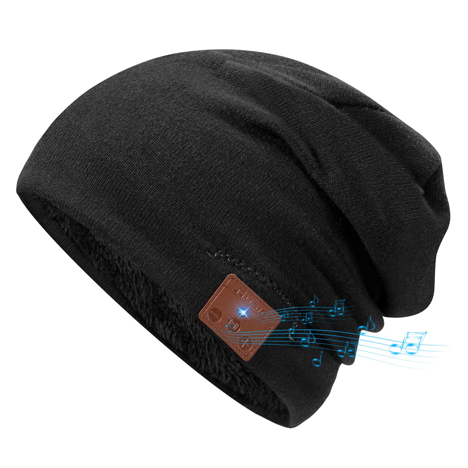 ZRUHIG Bluetooth Beanie, Wireless Beanie Headphones, Stylish Sleek Shape Bluetooth Hat, HD Stereo Sound, Built-in Mic, Tech Gifts for Men Women Friends Family Teens Boys Girls (Black)