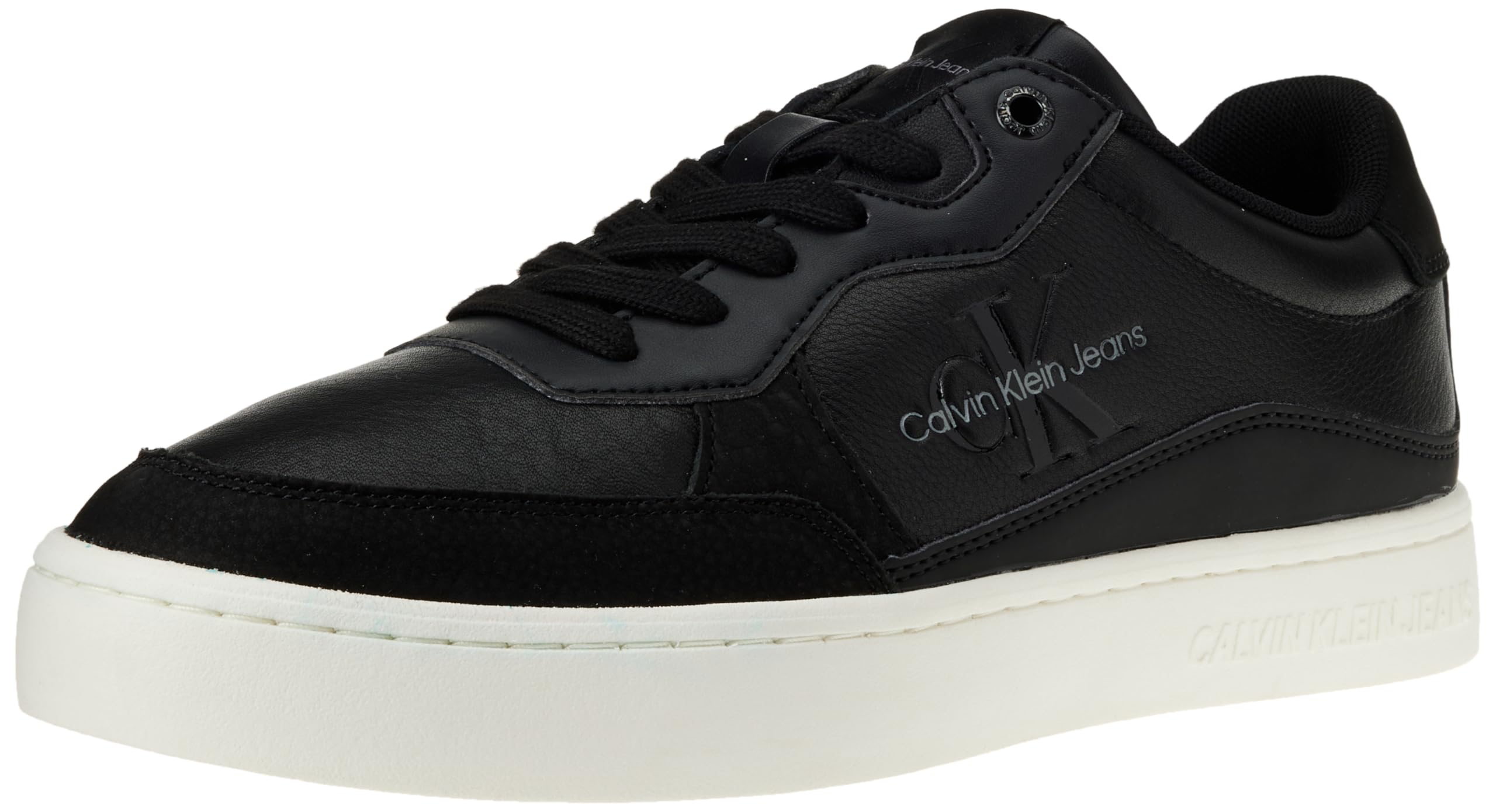 Calvin Klein Jeans Men Classic Cupsole Low LTH ML FAD Sneaker, Black/Bright White, 10